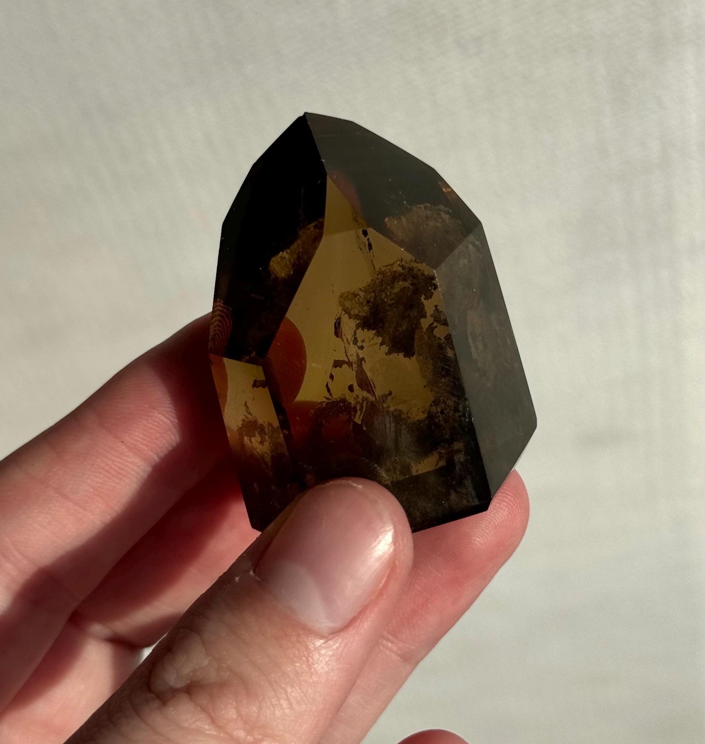 High Quality Smoky Citrine Point from Brazil | Dark Honey Citrine Generator