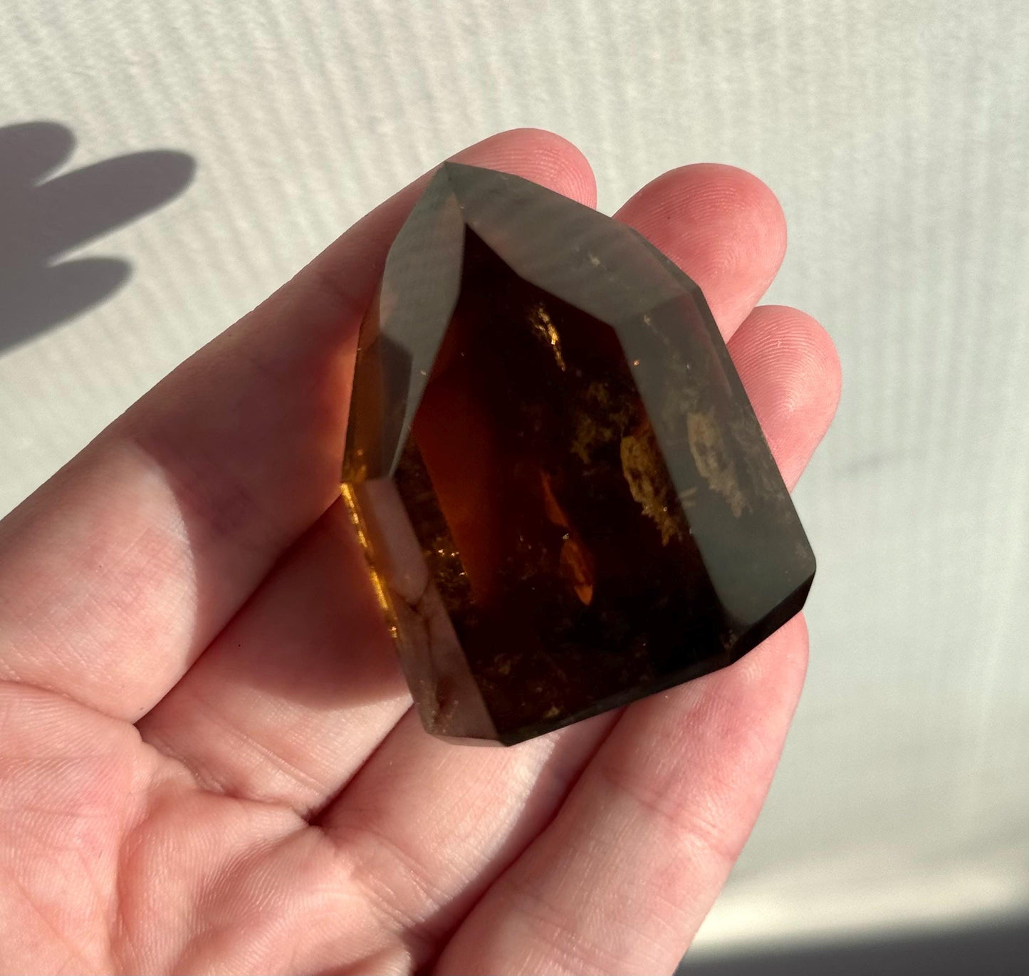 High Quality Smoky Citrine Point from Brazil | Dark Honey Citrine Generator