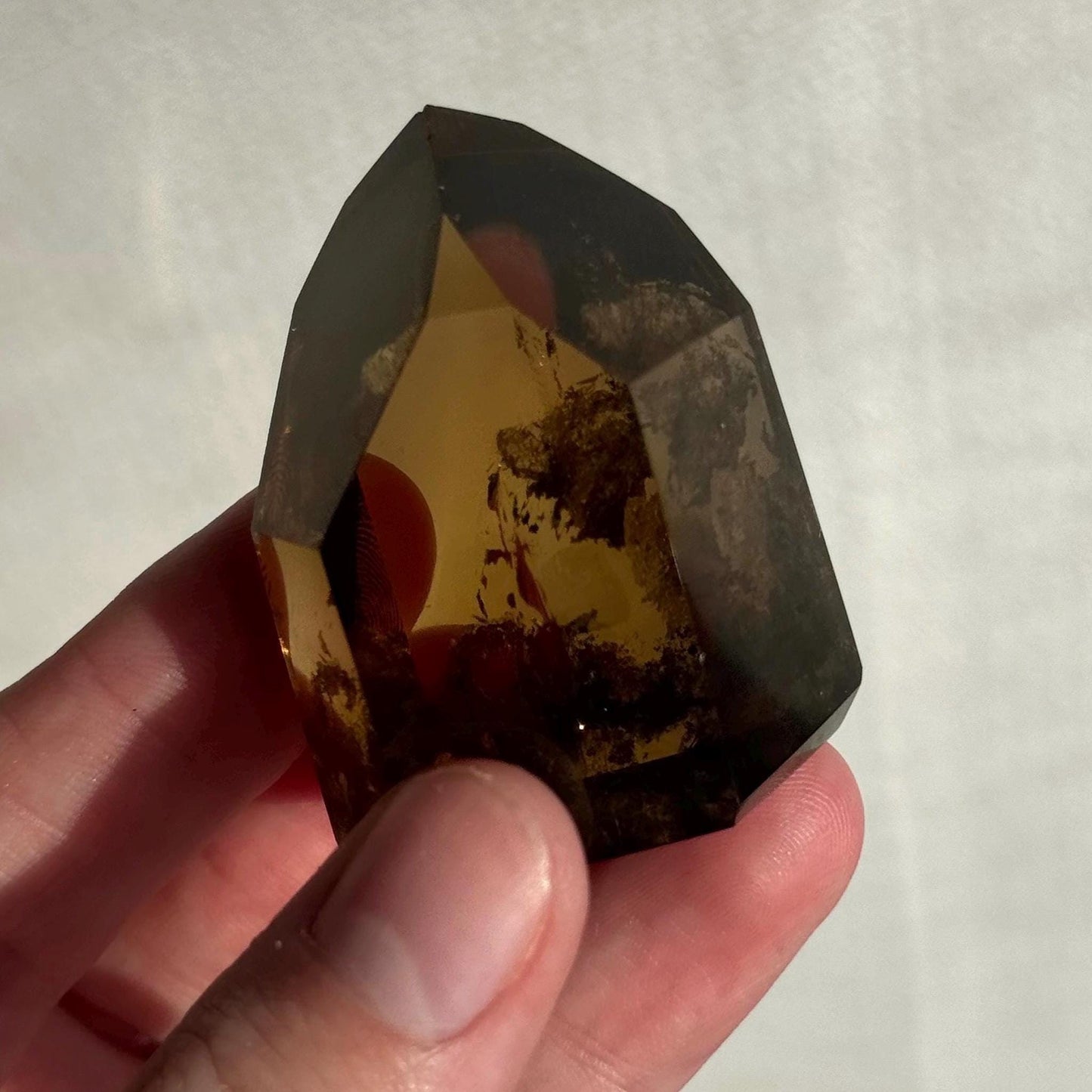 High Quality Smoky Citrine Point from Brazil | Dark Honey Citrine Generator
