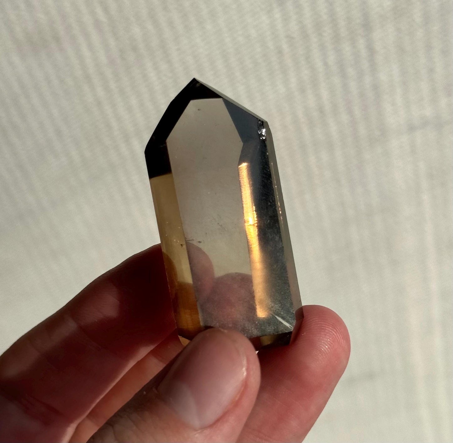 High Quality Smoky Citrine Point from Brazil | Dark Honey Citrine Generator