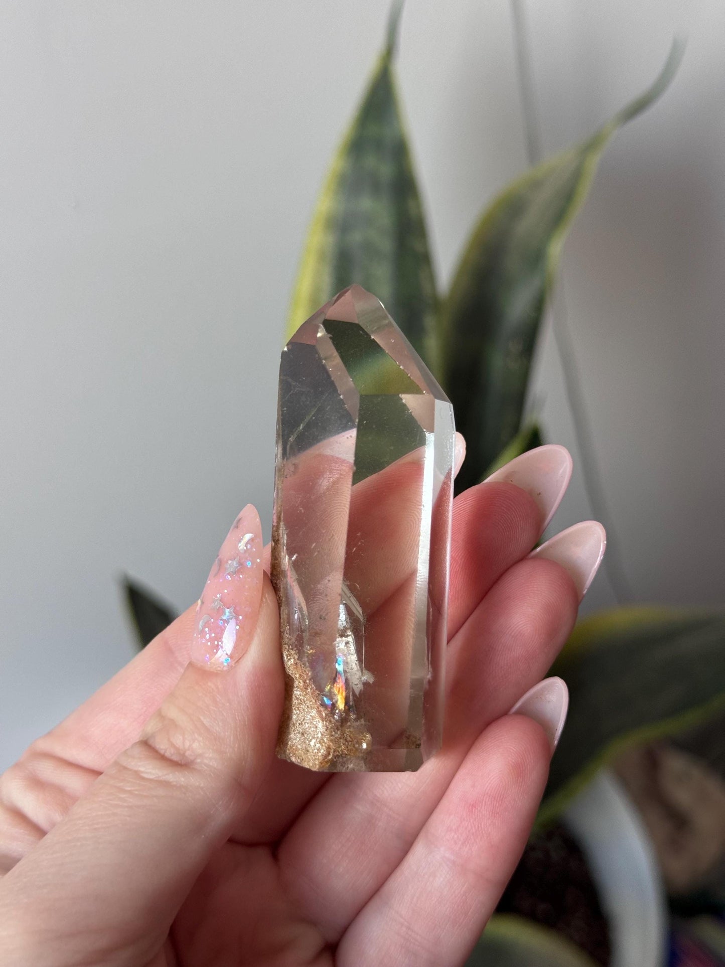 High Quality Garden Quartz Lemurian Point from Brazil | Lodolite Generator with Rainbows AAA