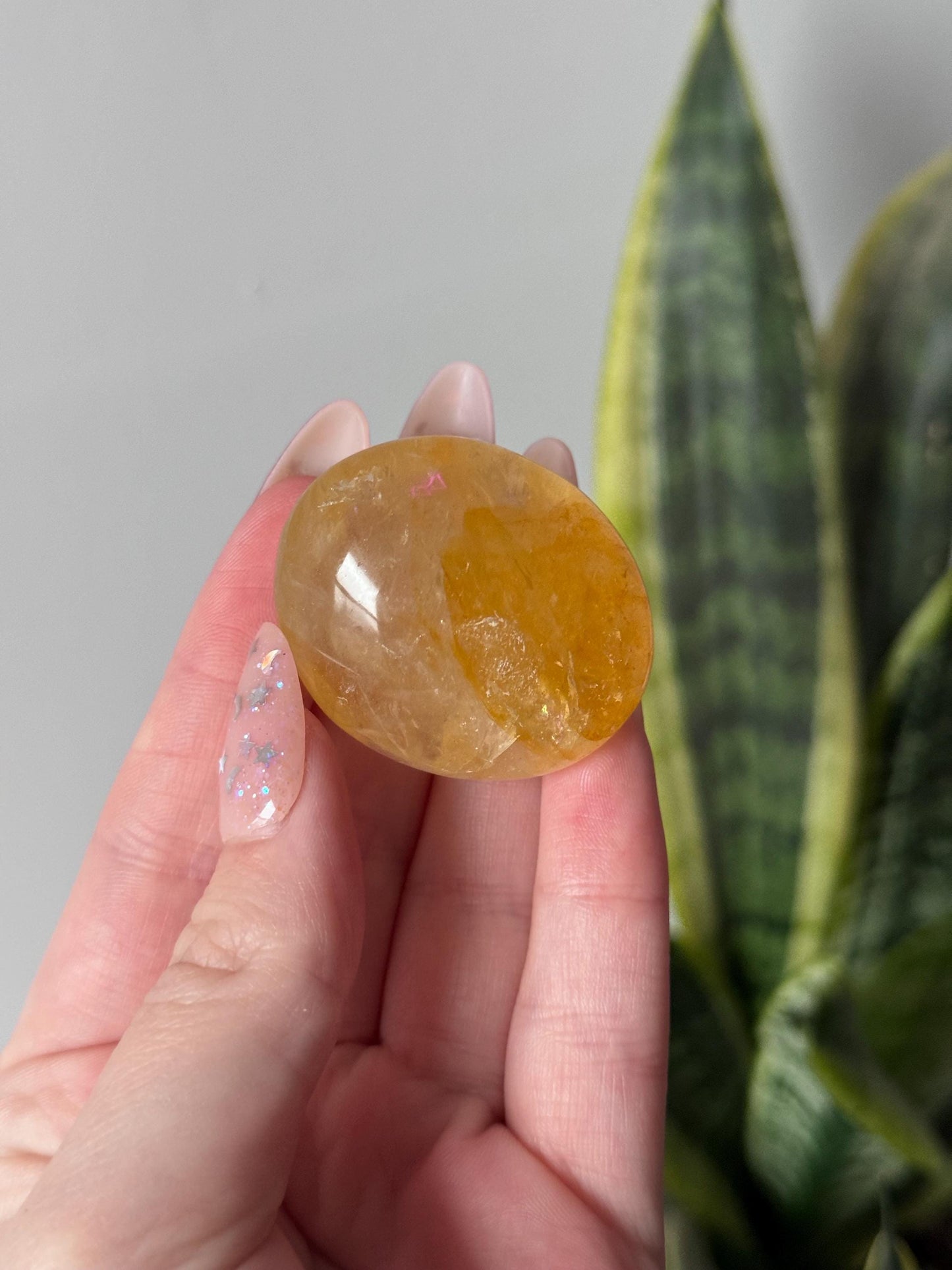 Beautiful Golden Healer Palm Stones | Hematoid in Quartz Palmstone