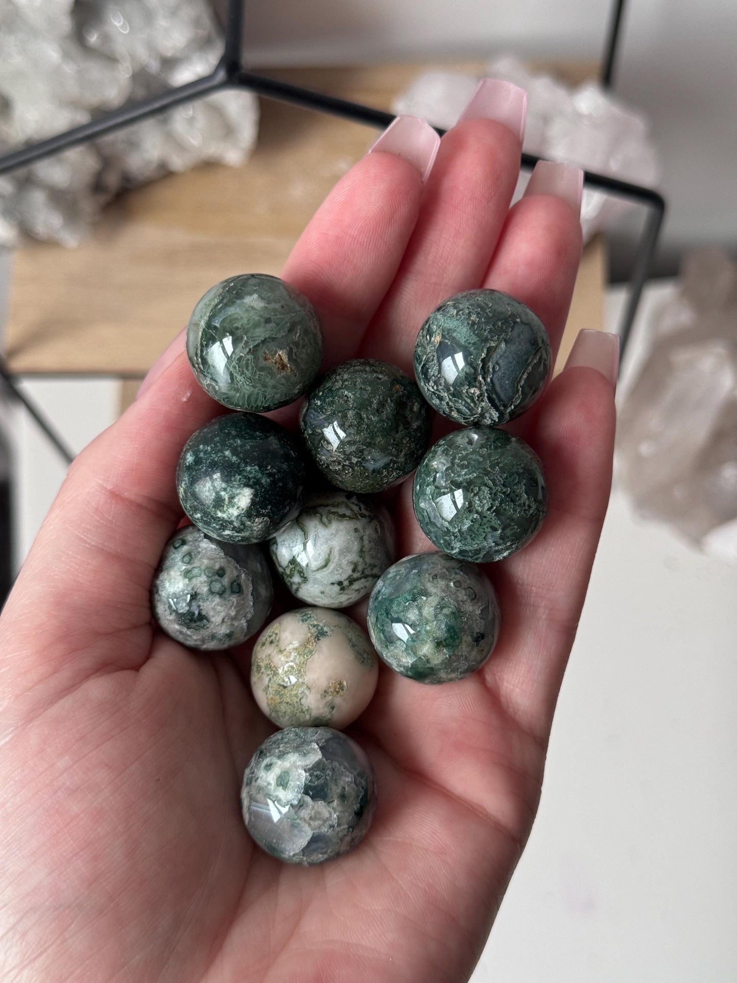 Beautiful Moss Agate Mini Sphere | Intuitively chosen 20mm Moss Agate Small Sphere