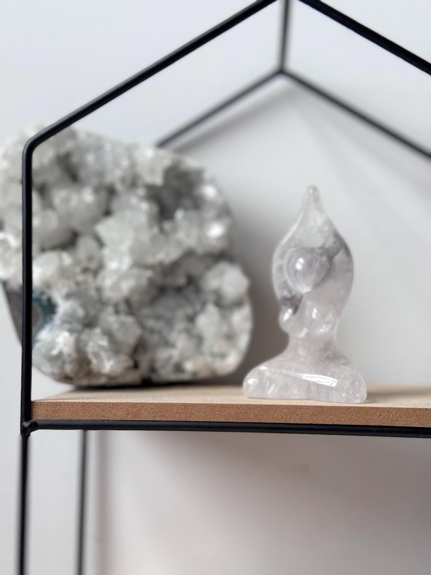 Beautiful Clear Quartz Yoga Goddess with Inclusions | Female Meditation Figurine