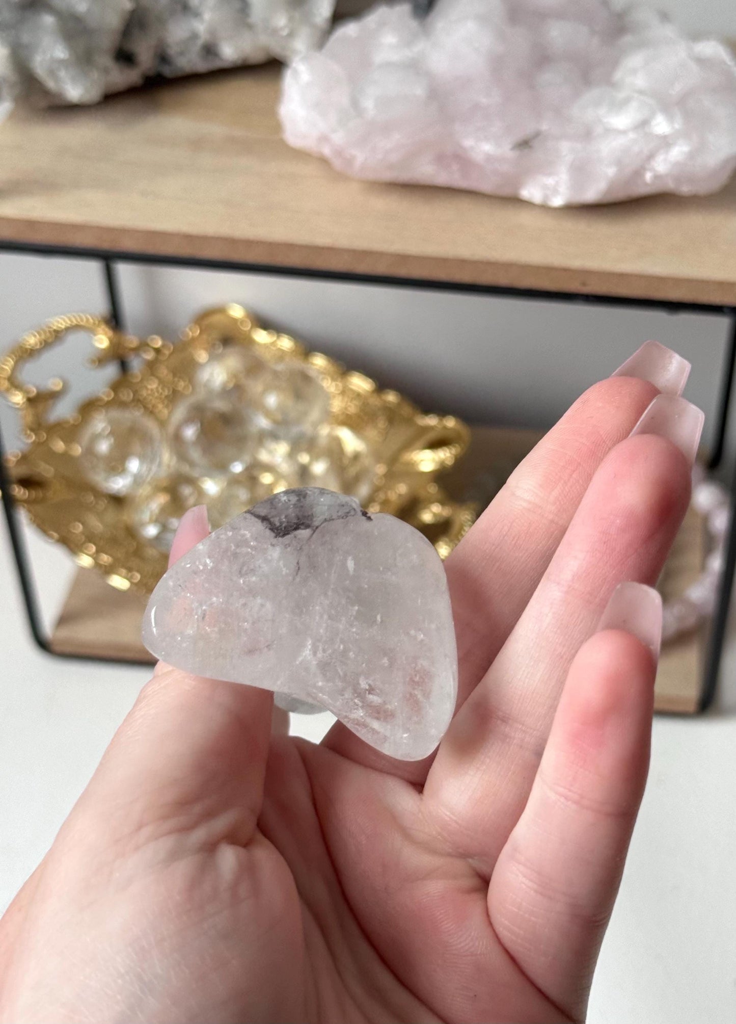Beautiful Clear Quartz Yoga Goddess with Inclusions | Female Meditation Figurine