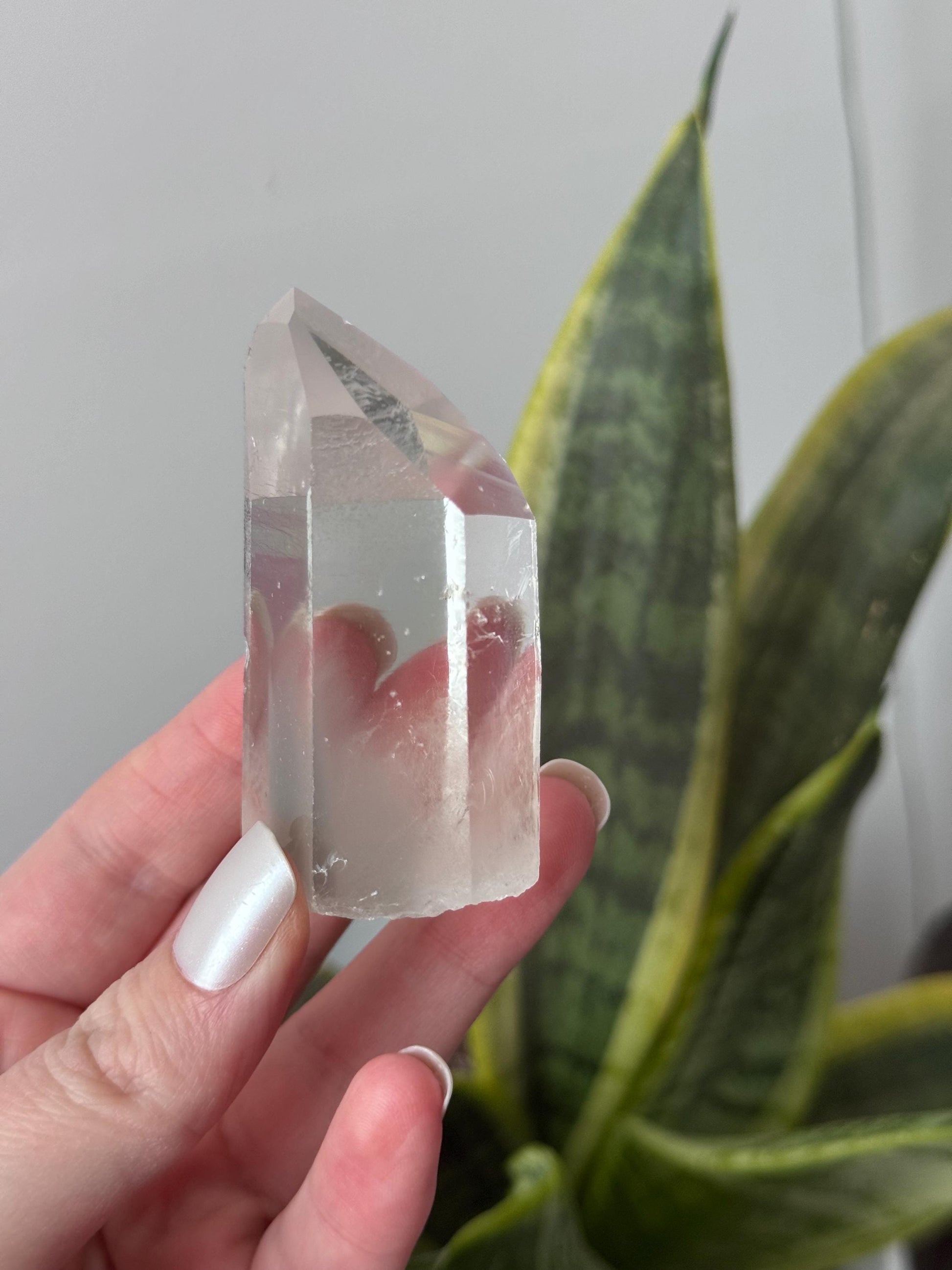 RARE Grey Lithium Lemurian Quartz Point from Brazil | Grey Phantom Inclusion Quartz