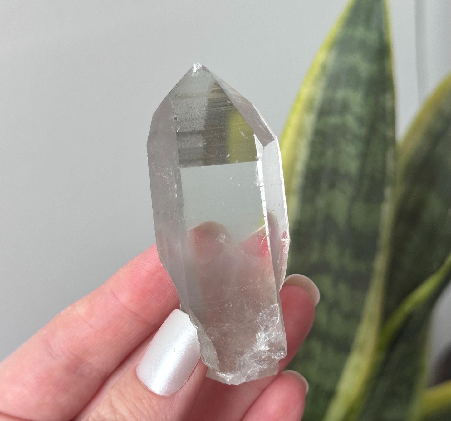 RARE Grey Lithium Quartz Point from Brazil | Grey Phantom Inclusion Quartz
