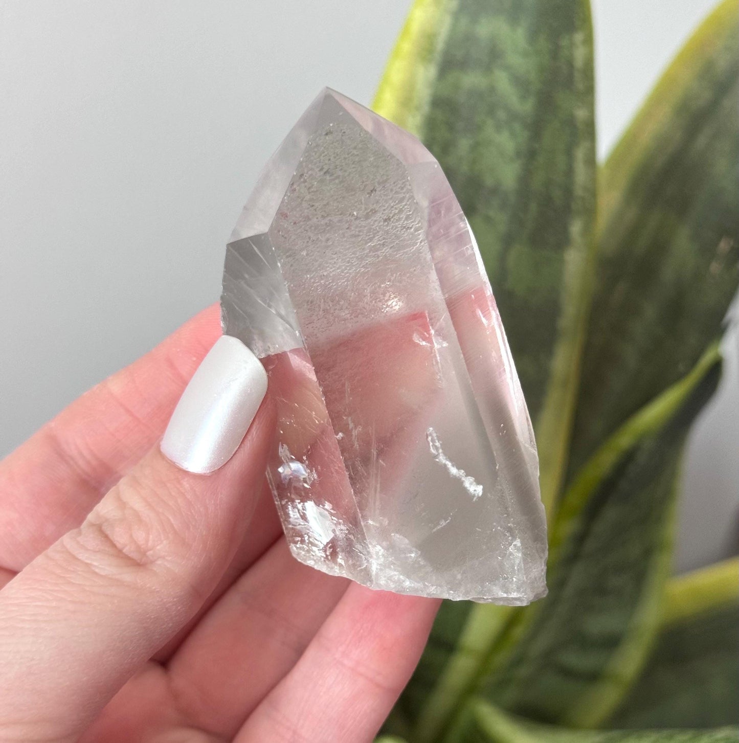 RARE Grey Lithium Lemurian Quartz Point from Brazil | Grey Phantom Inclusion Quartz with Record Keepers