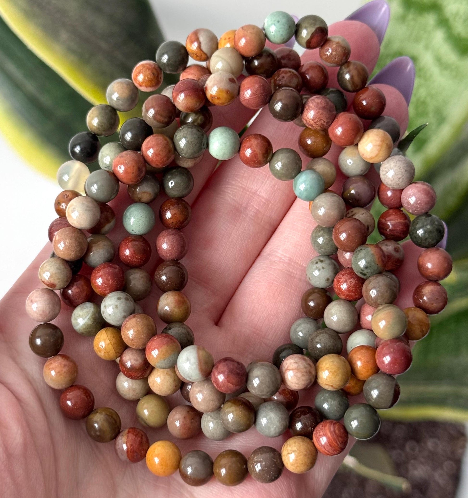 Beautiful Polychrome Jasper Bracelets 6mm Handmade