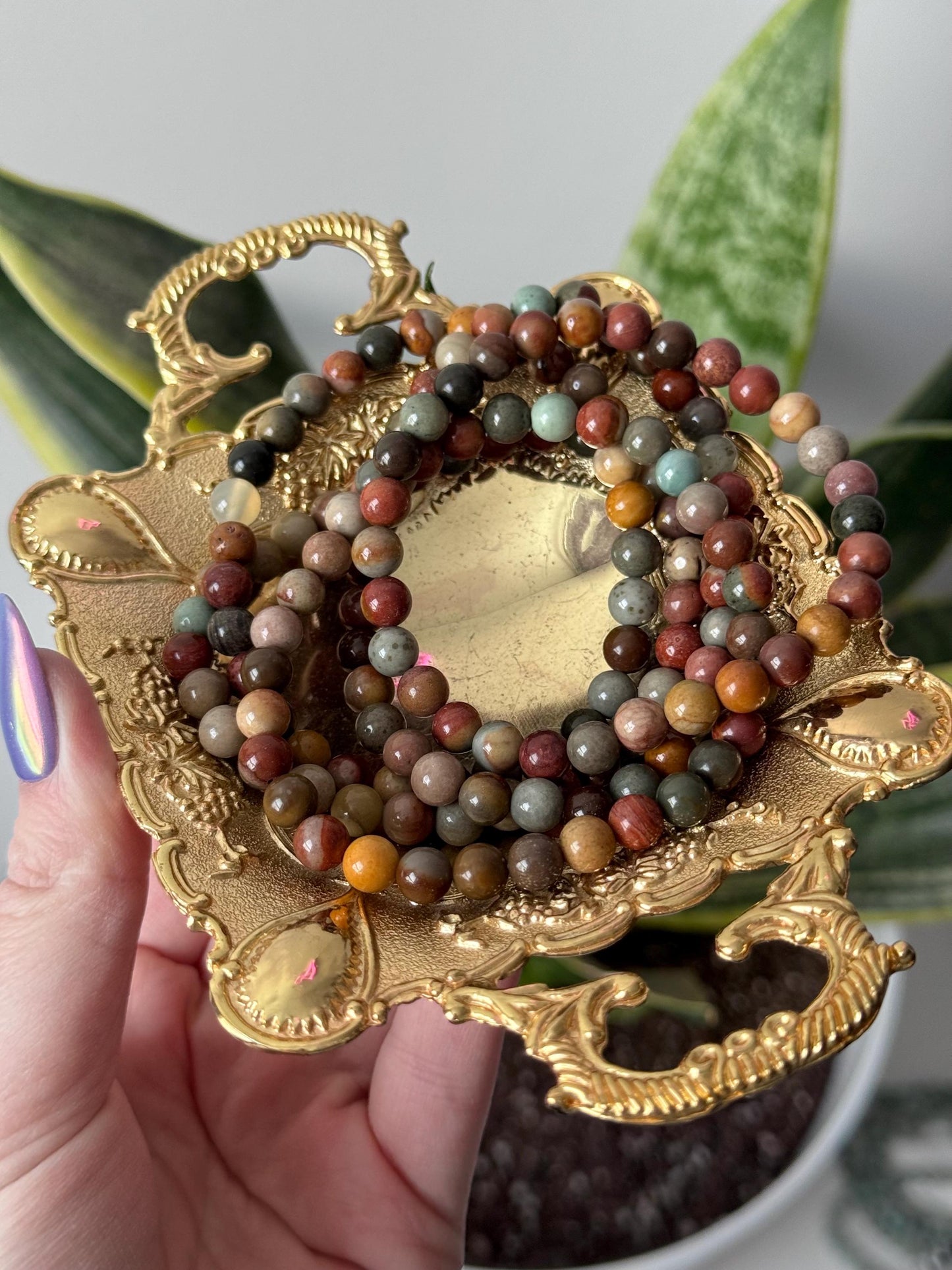 Beautiful Polychrome Jasper Bracelets 6mm Handmade