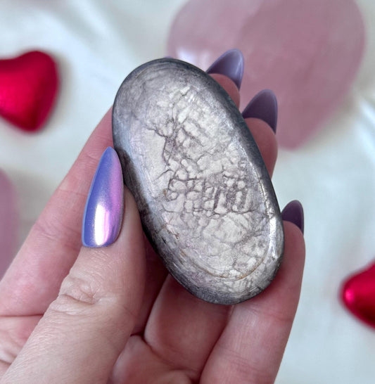 Beautiful Gem Lepidolite Palm Stone | Flashy Lepidolite Worry Stone