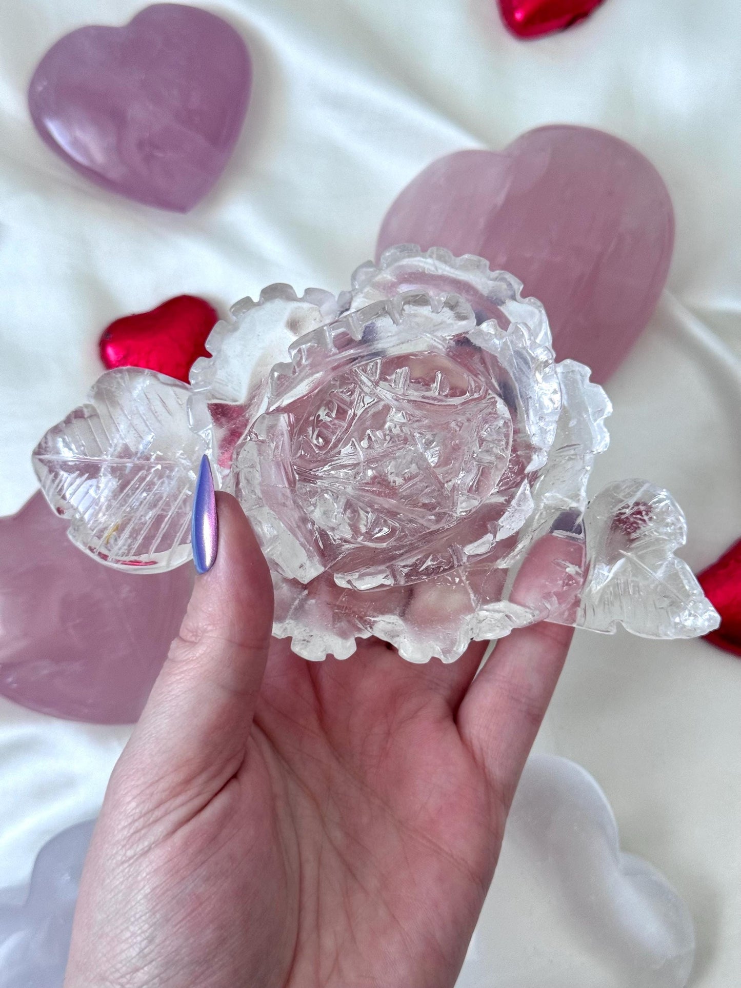 Gorgeous High Quality Clear Quartz Rose Carving | Clear Quartz Flower