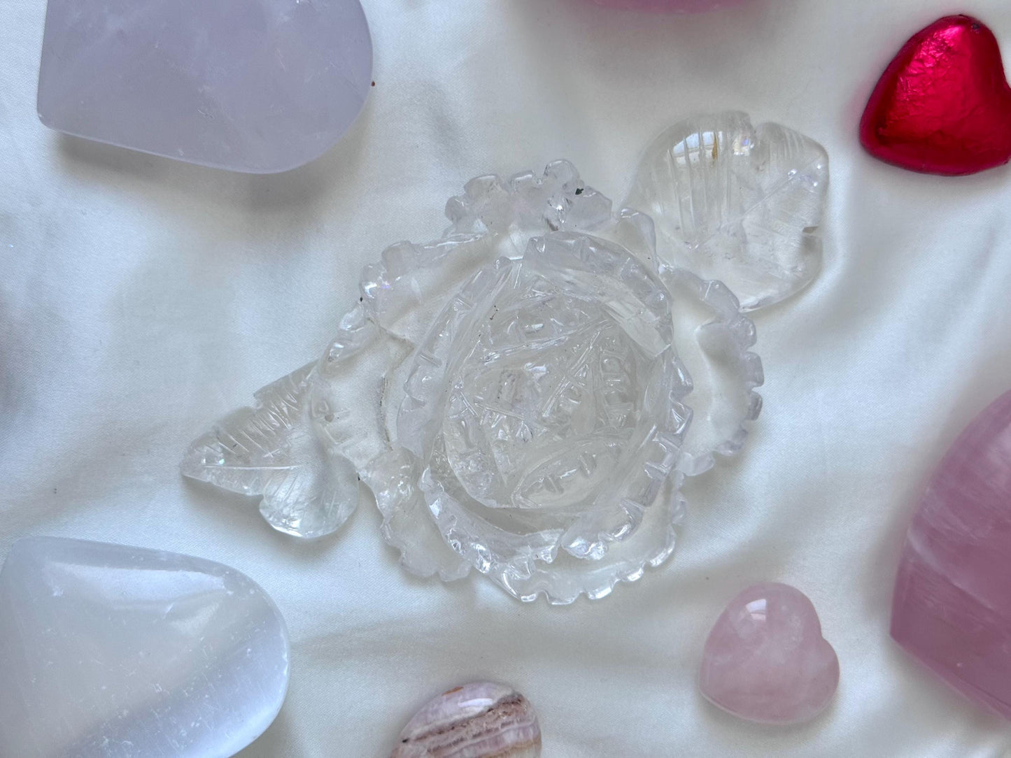 Gorgeous High Quality Clear Quartz Rose Carving | Clear Quartz Flower
