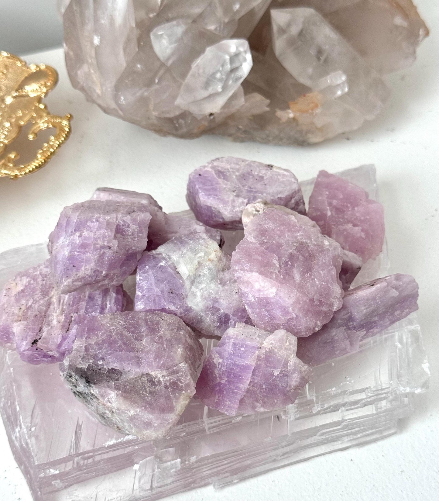 Beautiful Rough Kunzite Pieces | Intuitively Chosen Raw Kunzite