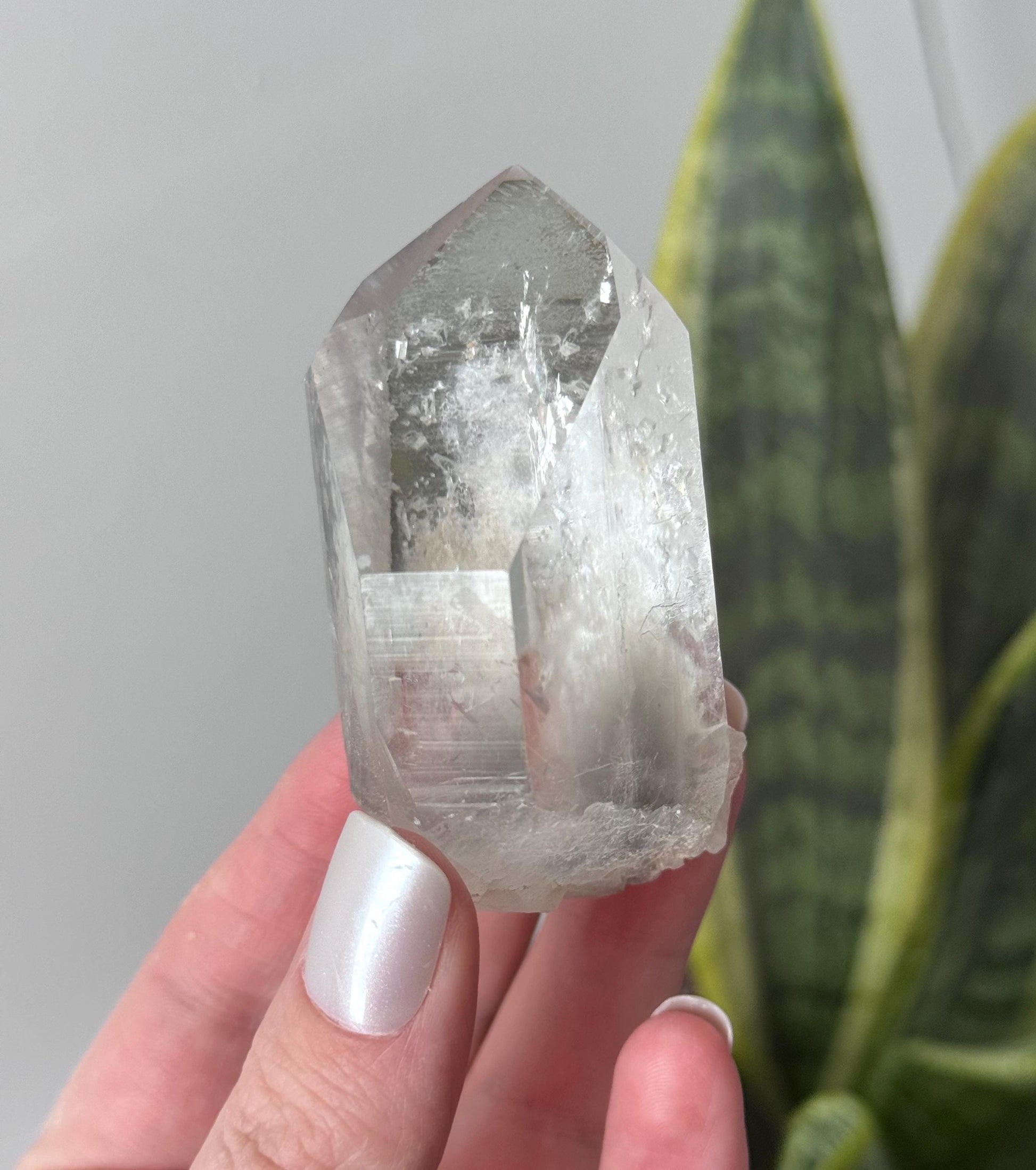 RARE Grey Lithium Quartz Point from Brazil | Grey Phantom Inclusion Quartz