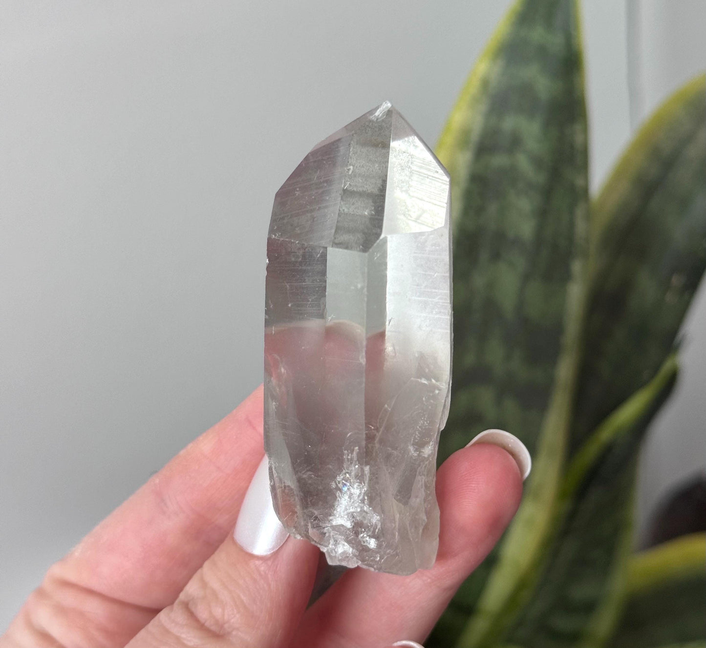 RARE Grey Lithium Quartz Point from Brazil | Grey Phantom Inclusion Quartz