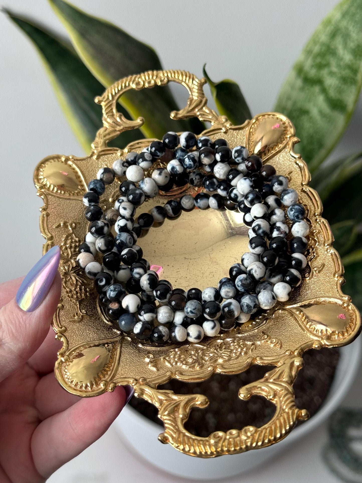 Beautiful Orca Agate Bracelet | 6mm Orca Agate Beaded Bracelet