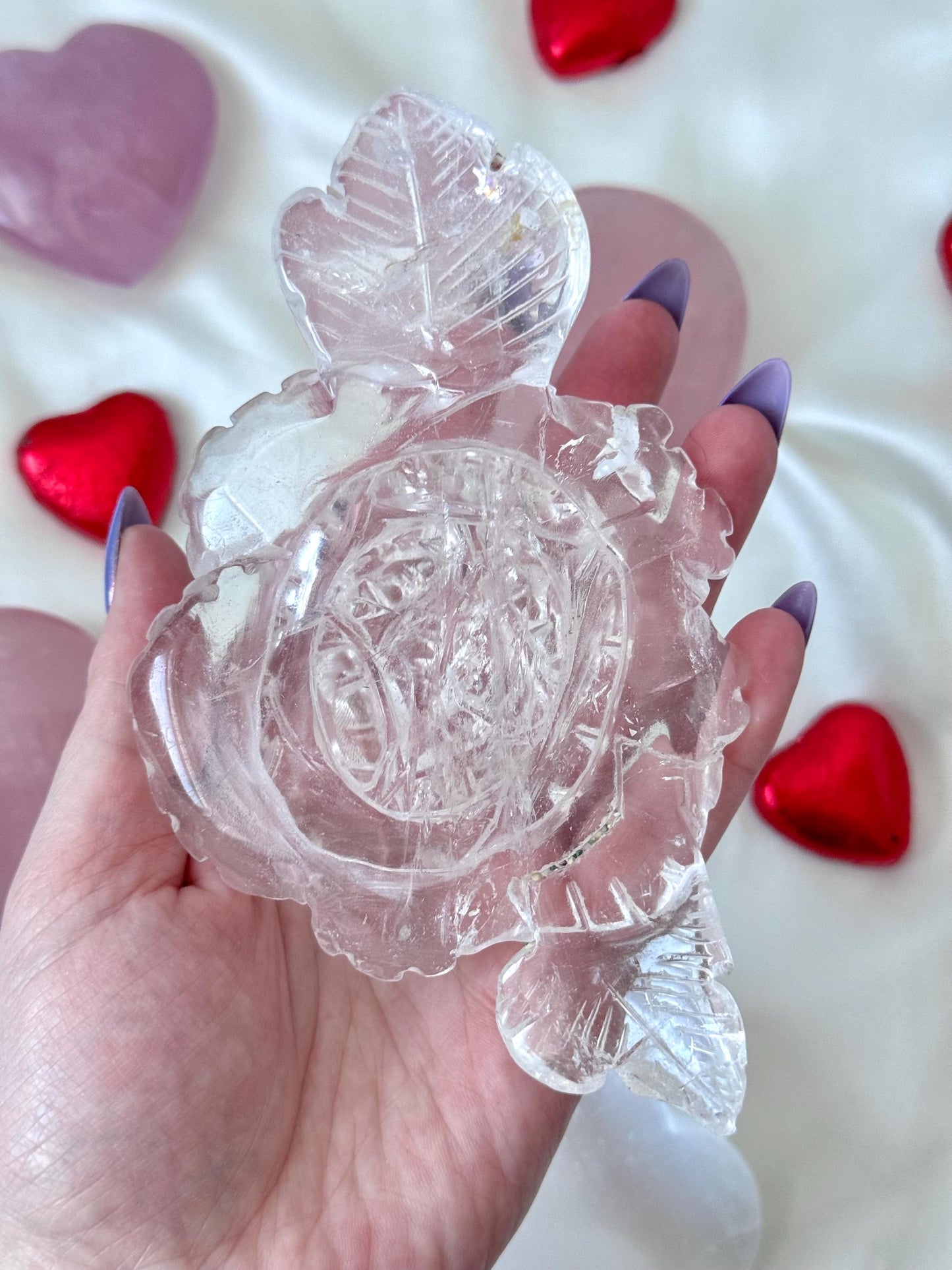 Gorgeous High Quality Clear Quartz Rose Carving | Clear Quartz Flower