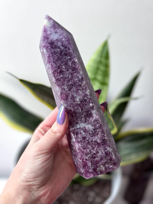 Large Lepidolite Tower 0.849kg 20cm Tall Lepidolite Obelisk
