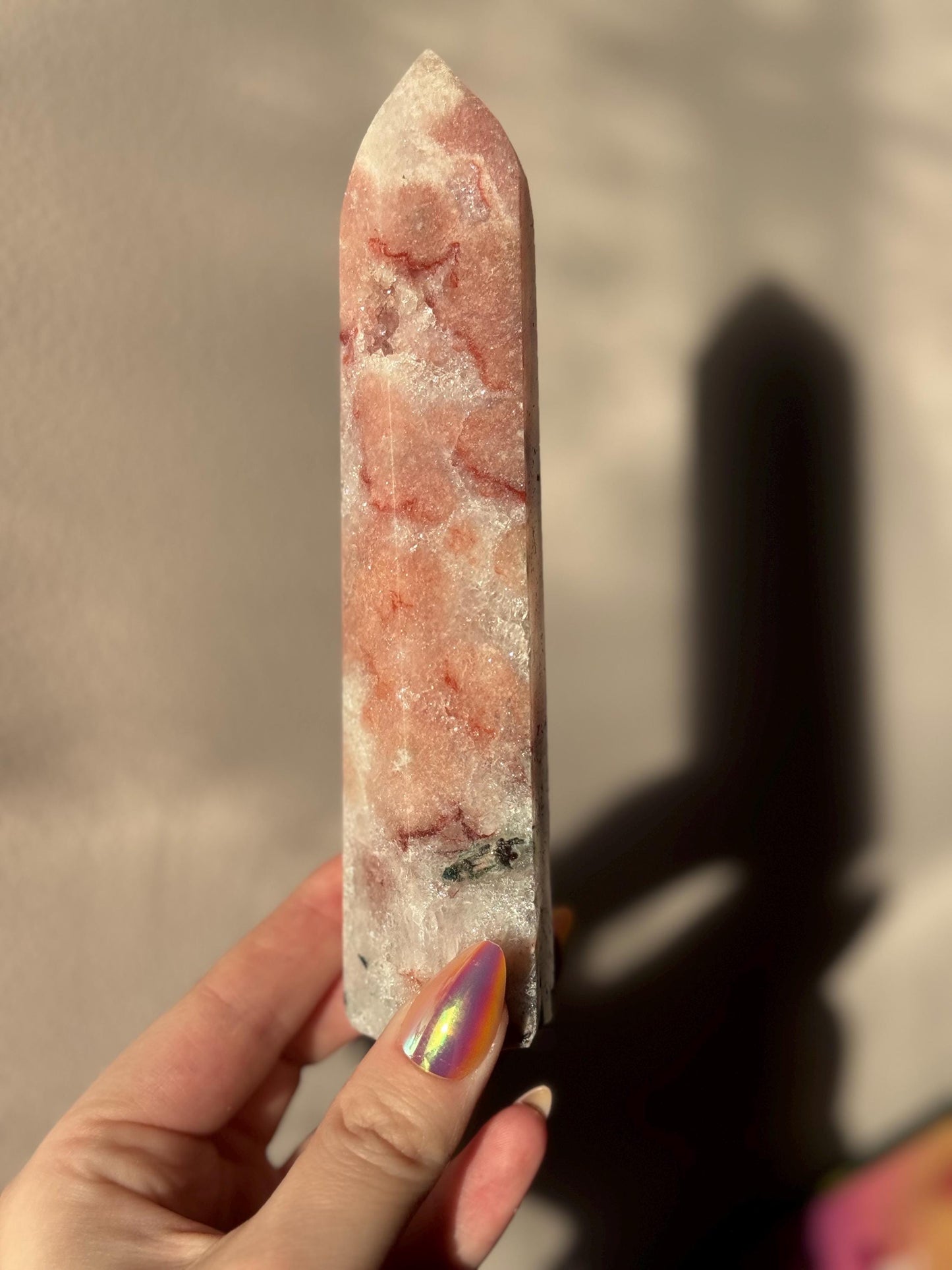 Pink Amethyst with Flower Agate Tower 6β Pink Flower Amethyst Obelisk