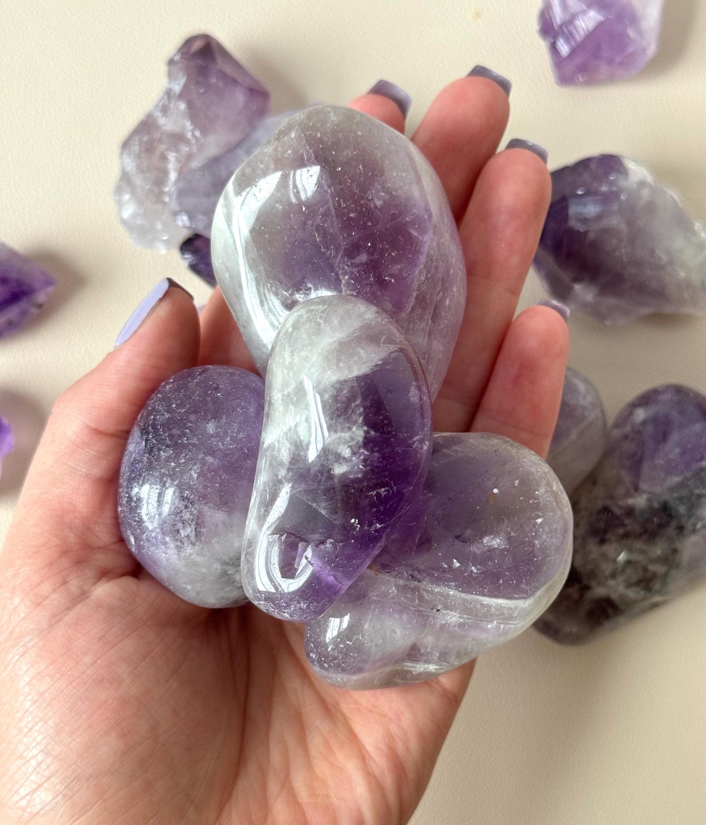 Large Brazilian Amethyst Tumbled Stones | One Amethyst Tumble from Brazil