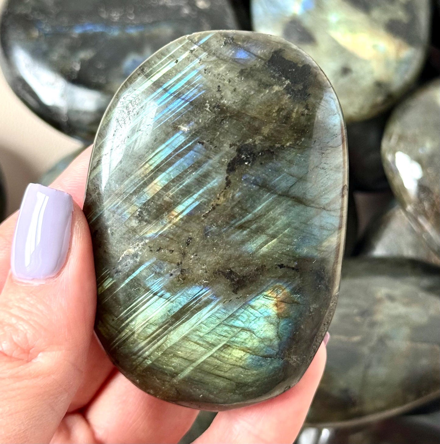 Beautiful Labradorite Palm Stones from Madagascar | Labradorite Soaps Intuitive Pick