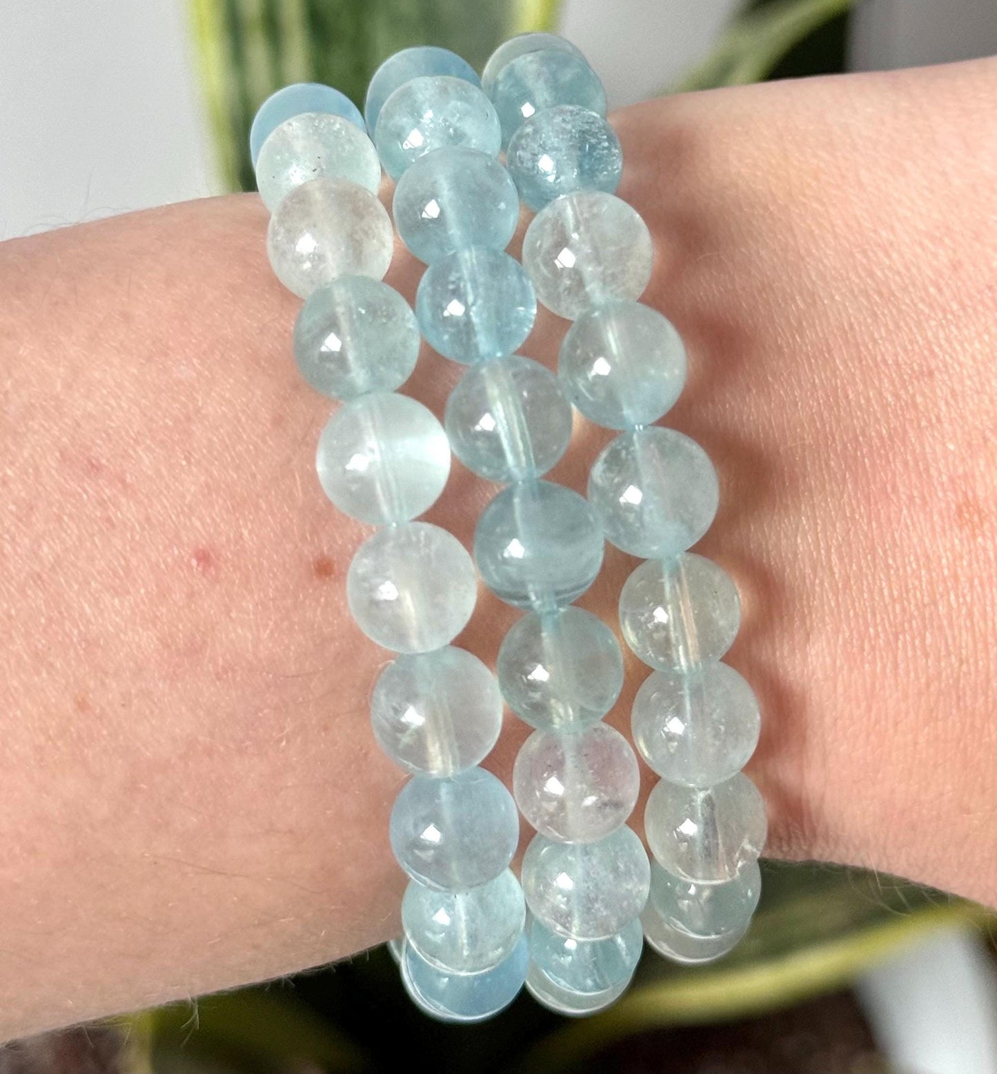 Beautiful High Quality Aquamarine Bracelets 8mm Beaded Gemstone Bracelet