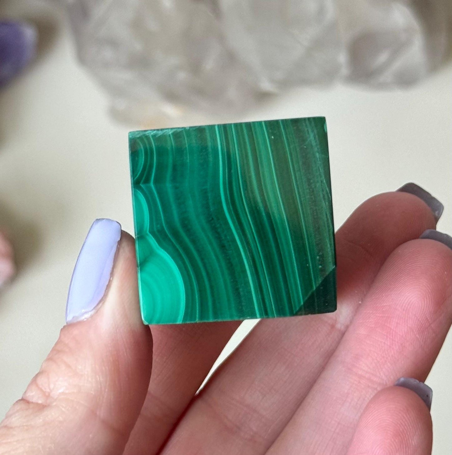 Beautiful Malachite Cube | Polished Banded Malachite Block