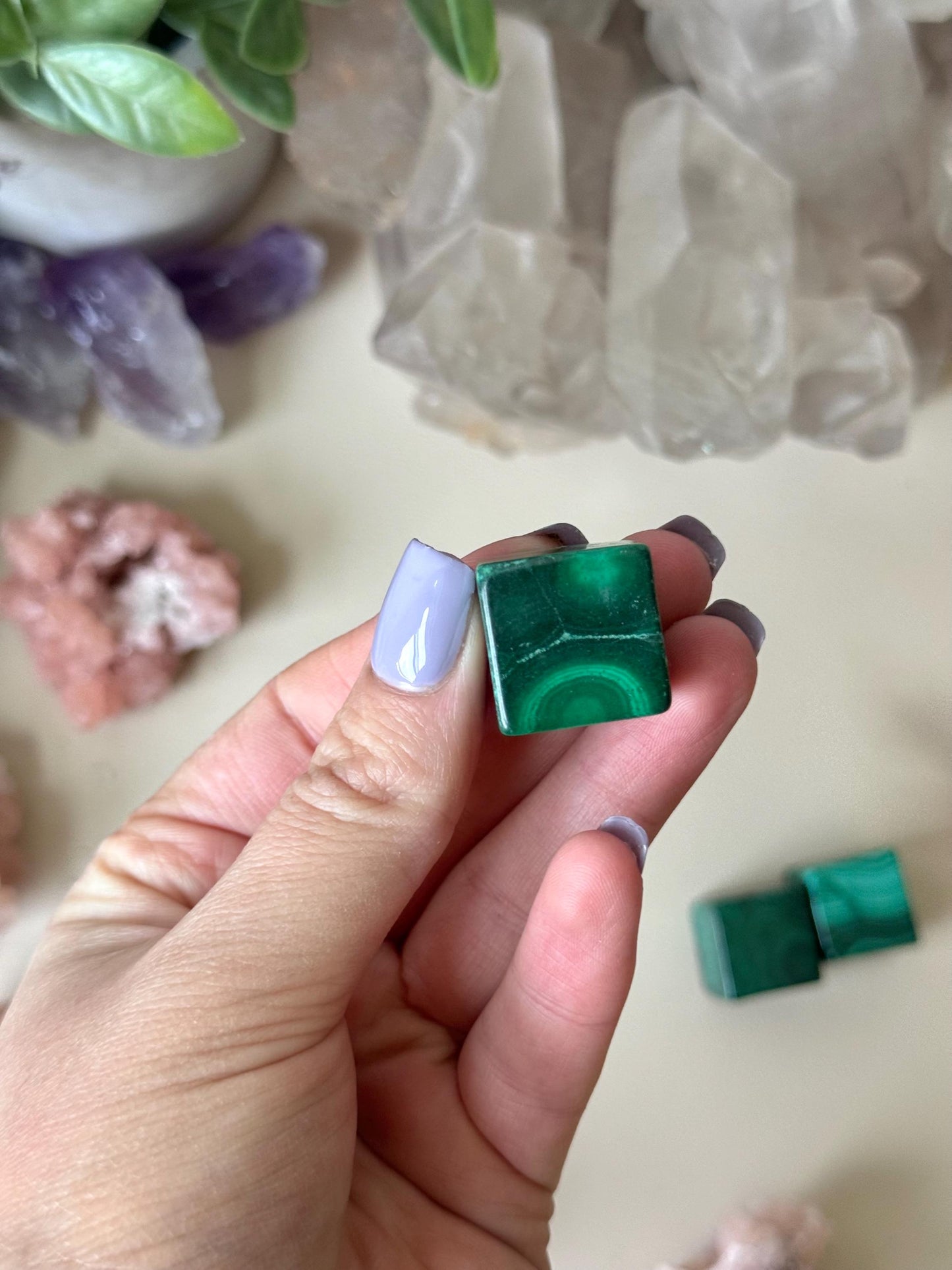 Beautiful Malachite Mini Cube Carving | Malachite Block Small
