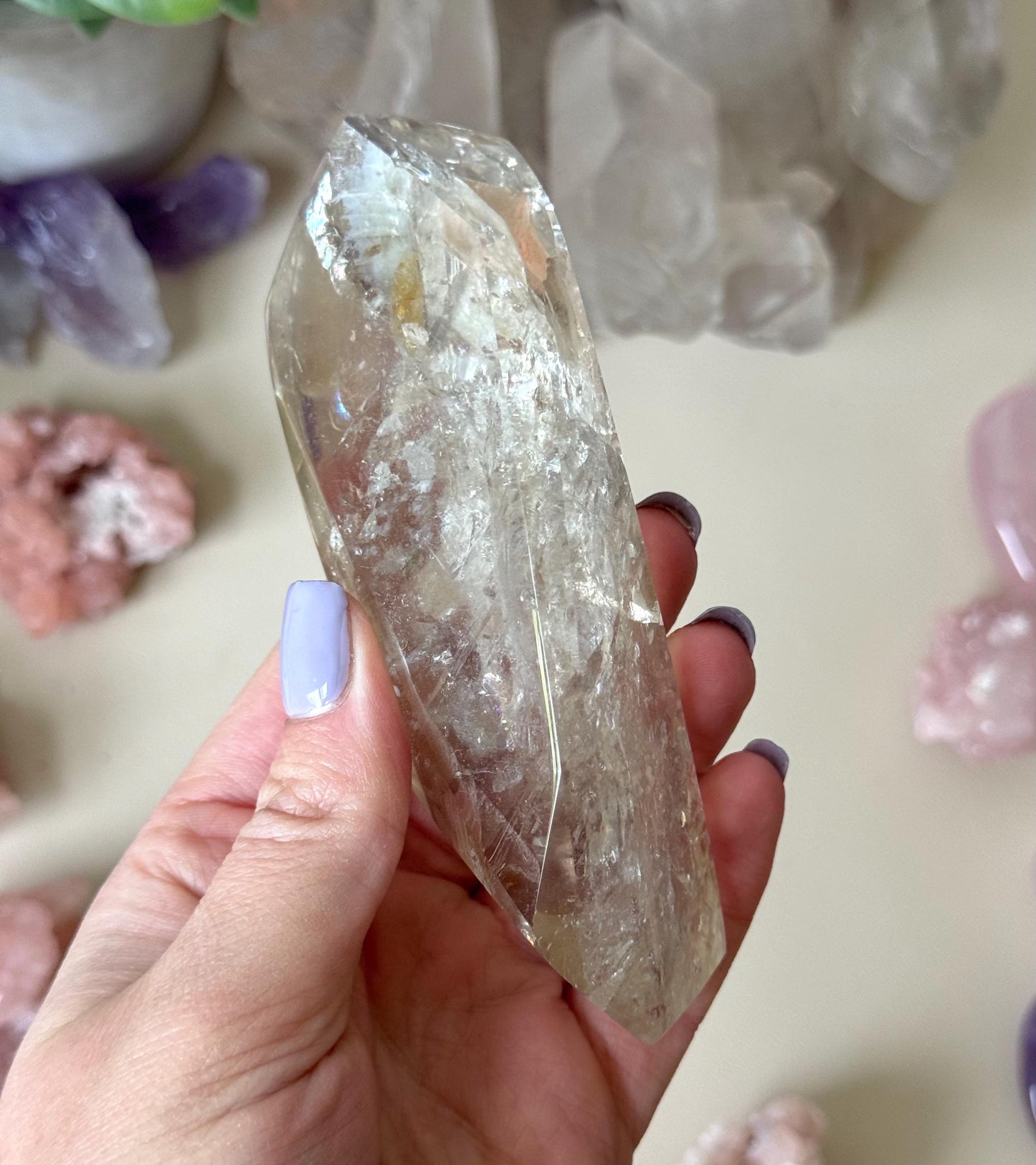 Gorgeous Rainbow Smoky Quartz Freeform | Polished Smoky Quartz Carving