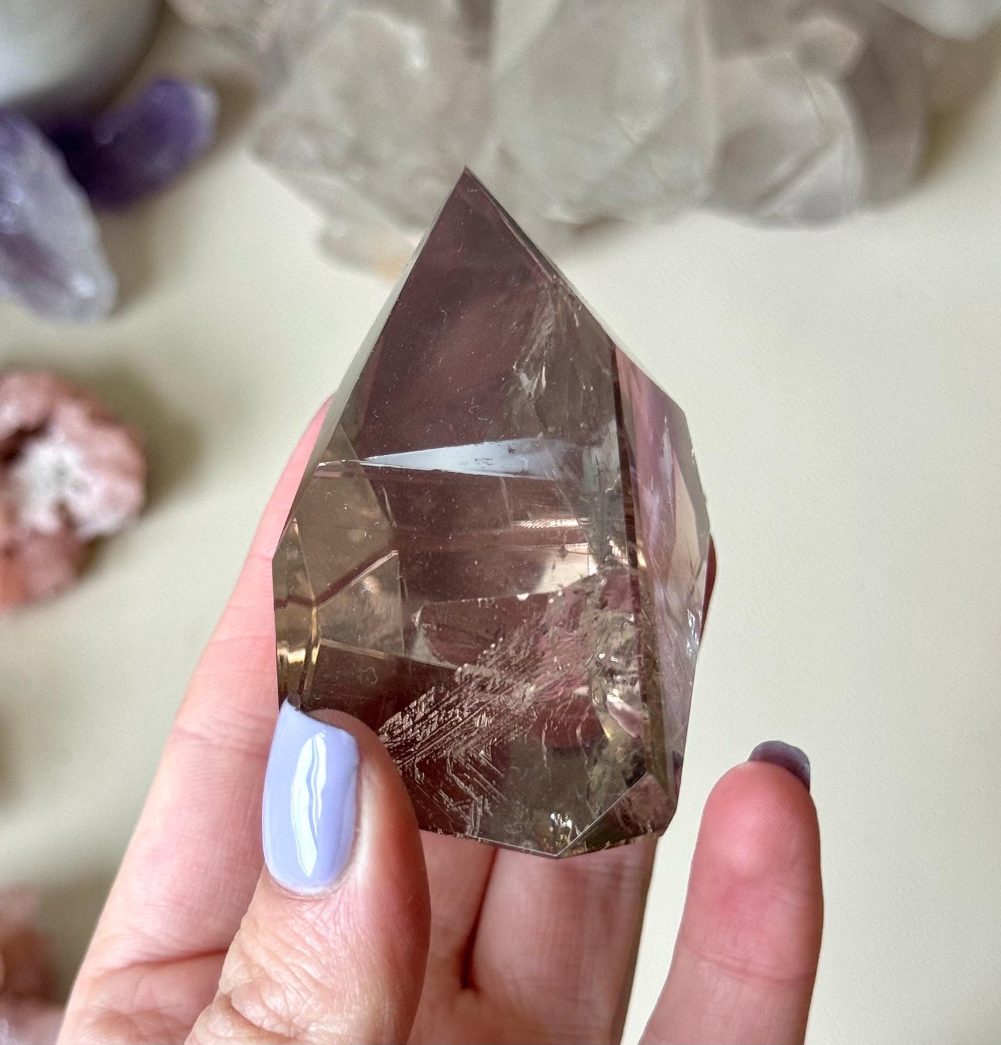 Beautiful Smoky Quartz Freeform with Rainbow | Polished Smokey Quartz Carving