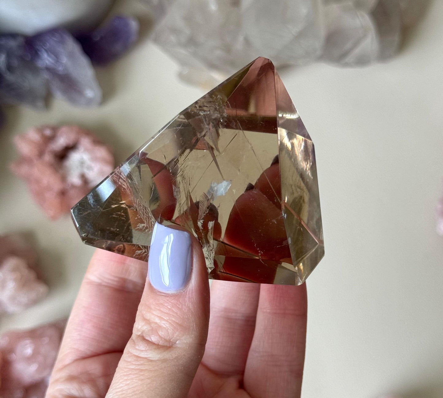 Beautiful Smoky Quartz Freeform with Rainbow | Polished Smokey Quartz Carving