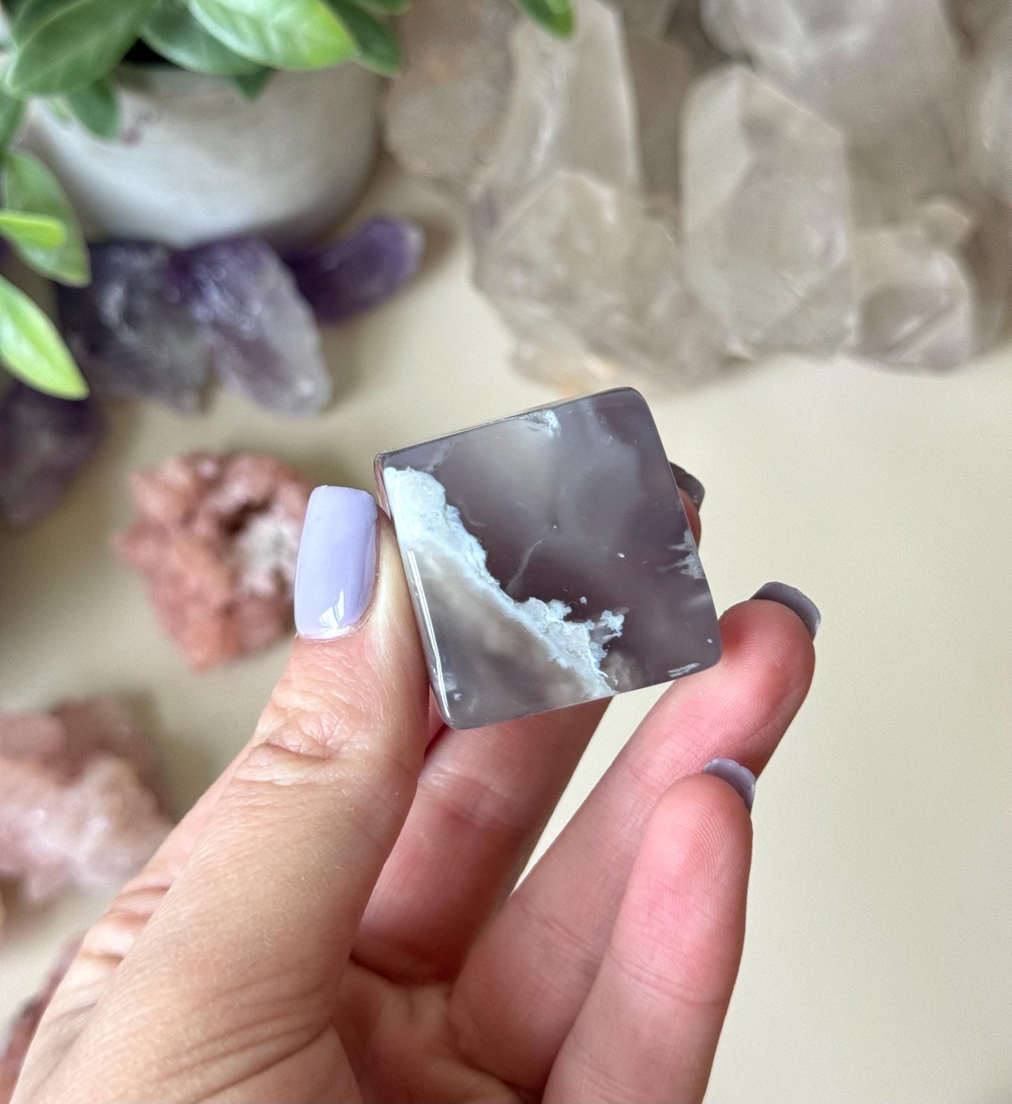 Beautiful Flower Agate Cube | Blue Flower Agate Block