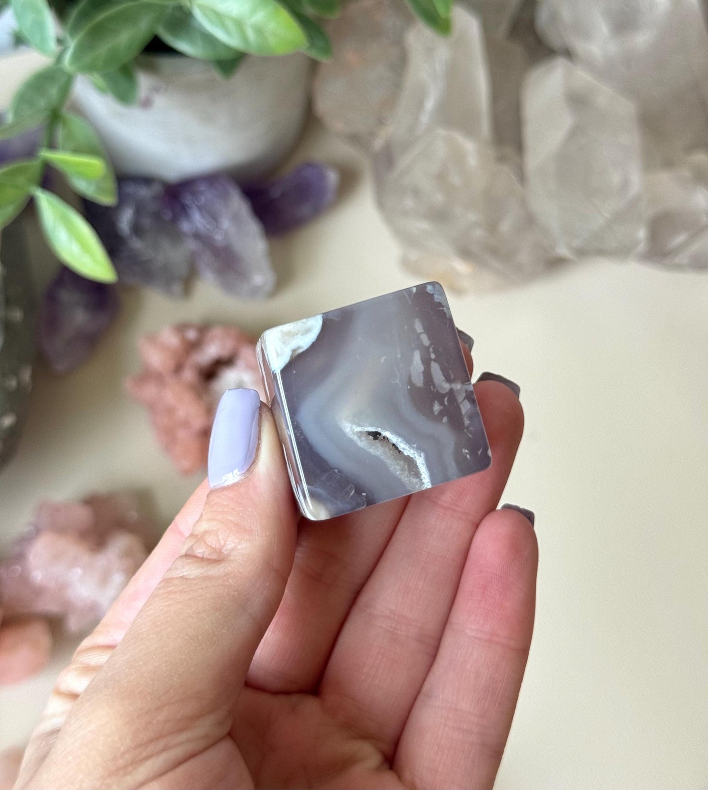 Beautiful Flower Agate Cube | Blue Flower Agate Block