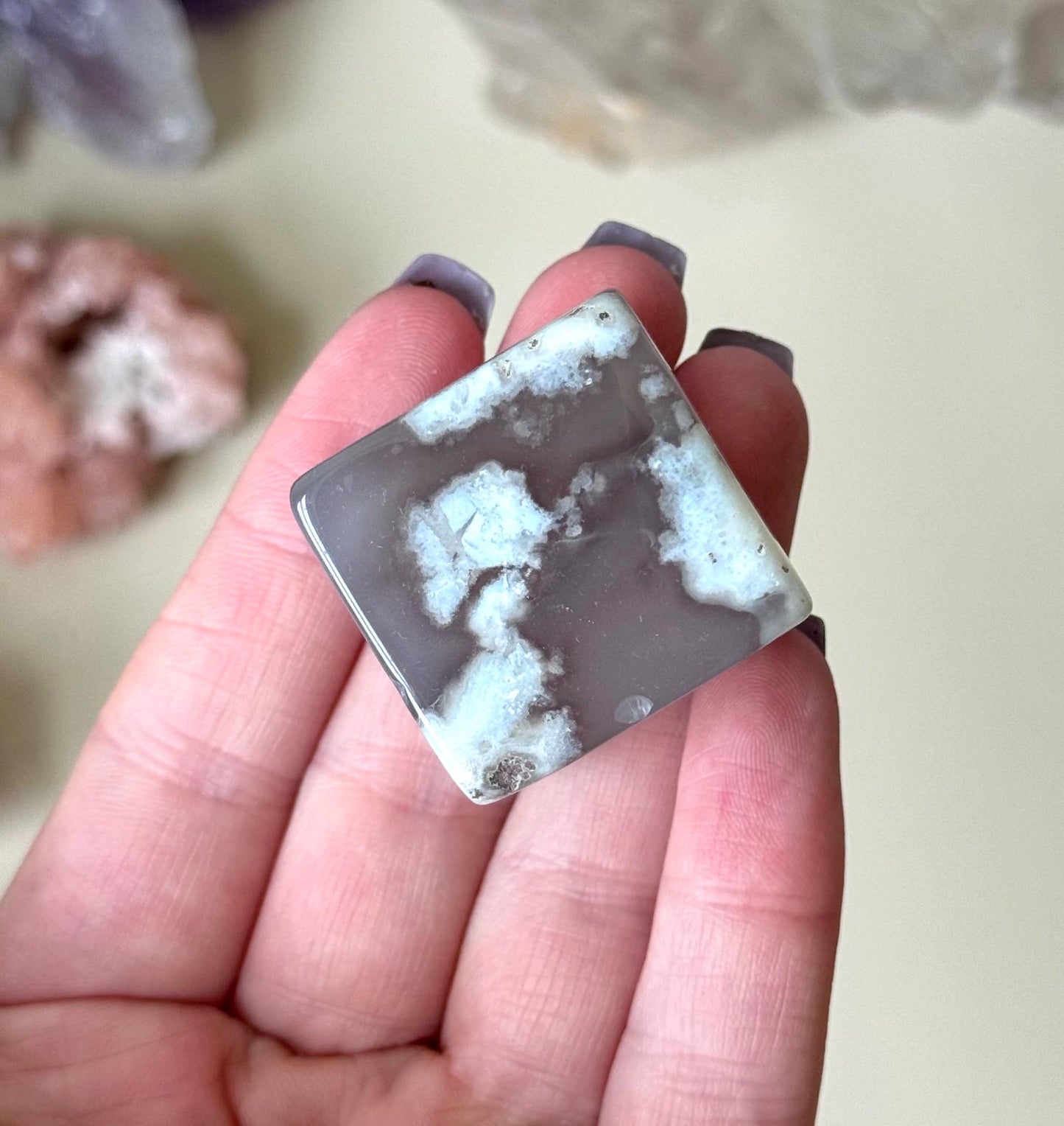 Beautiful Flower Agate Cube | Blue Flower Agate Block