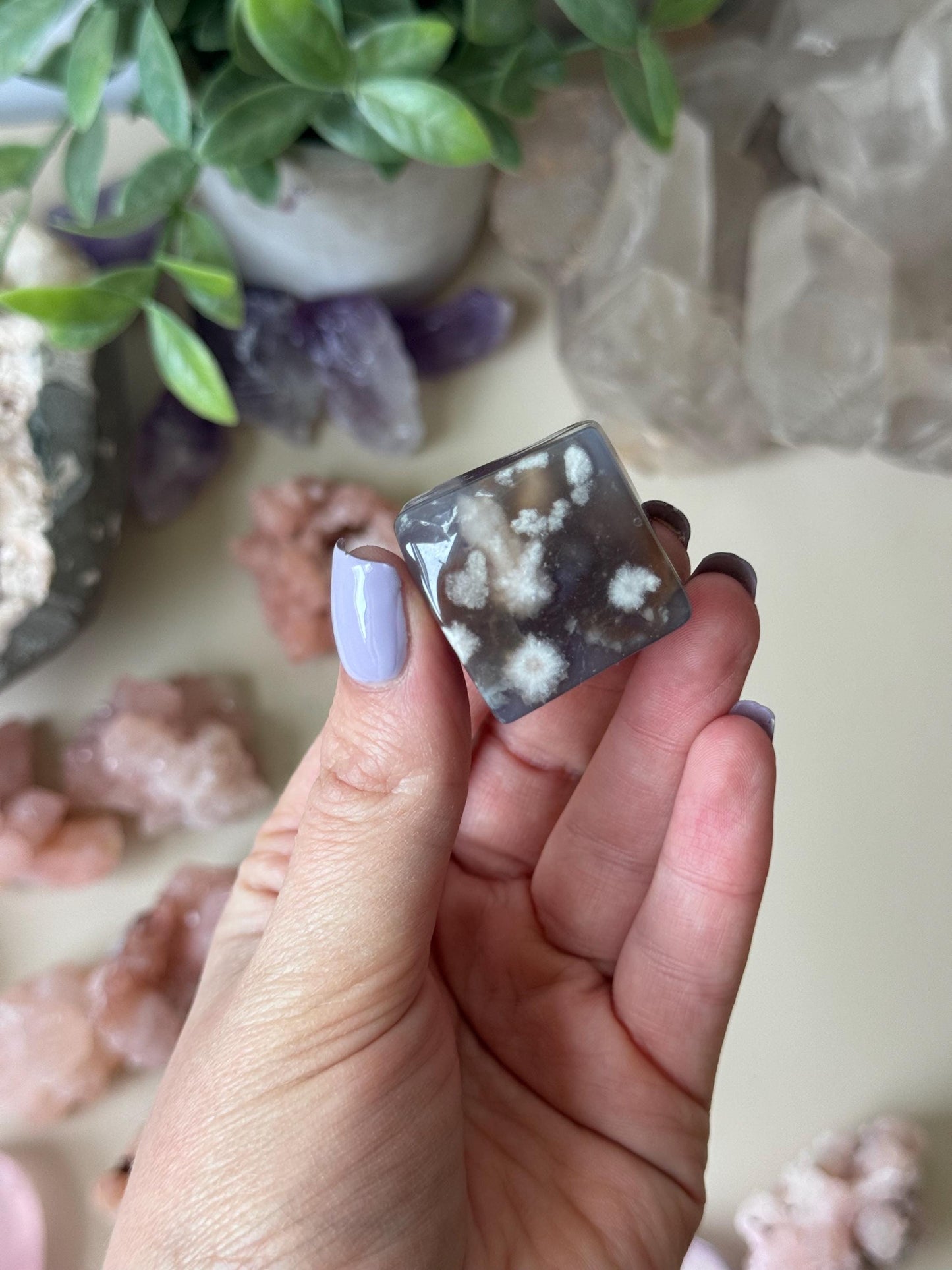 Beautiful Flower Agate Cube | Blue Flower Agate Block