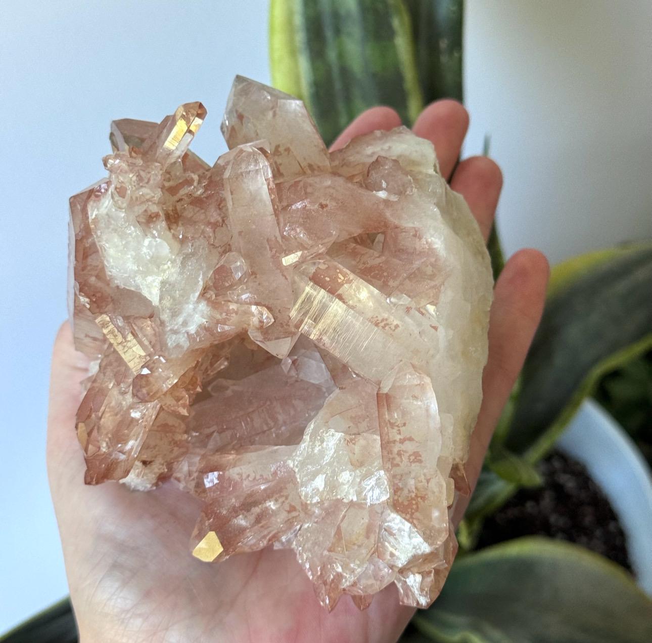 Beautiful AAA Pink Lithium Lemurian Quartz Cluster from Brazil | High Quality Lithium Quartz Cluster
