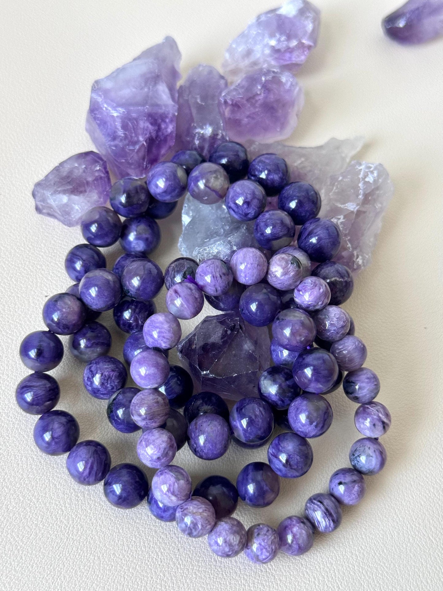 Beautiful Charoite Beaded Bracelets 12mm 10mm 8mm Beaded Charoite