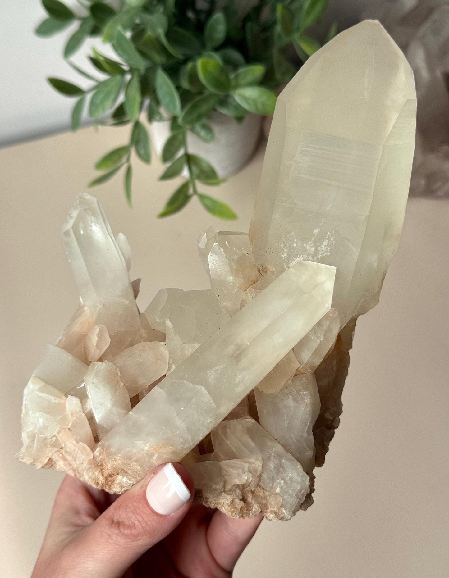 Beautiful Clear Quartz Cluster with Large Point | Raw Clear Quartz Points