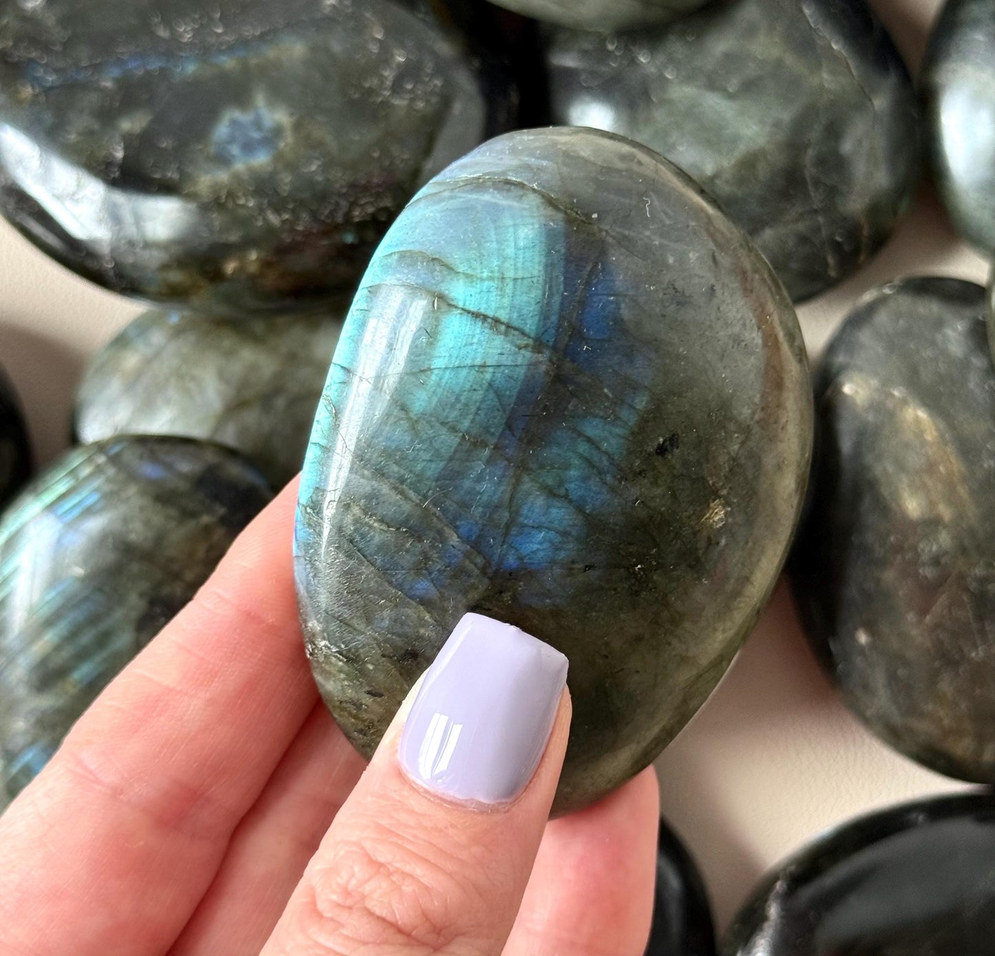Beautiful Labradorite Palm Stones from Madagascar | Labradorite Soaps Intuitive Pick