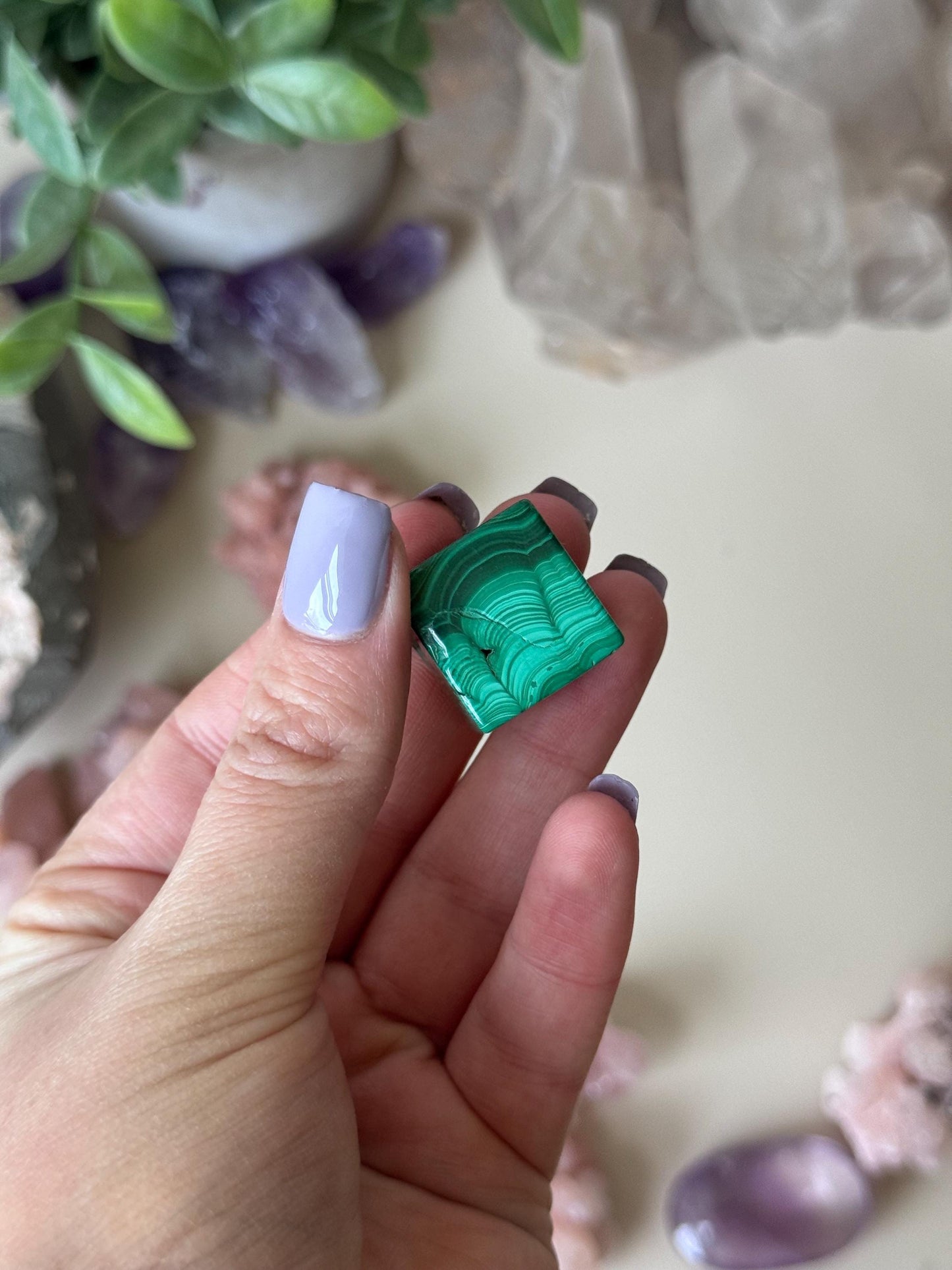 Beautiful Malachite Mini Cube Carving | Imperfect Malachite Block Small