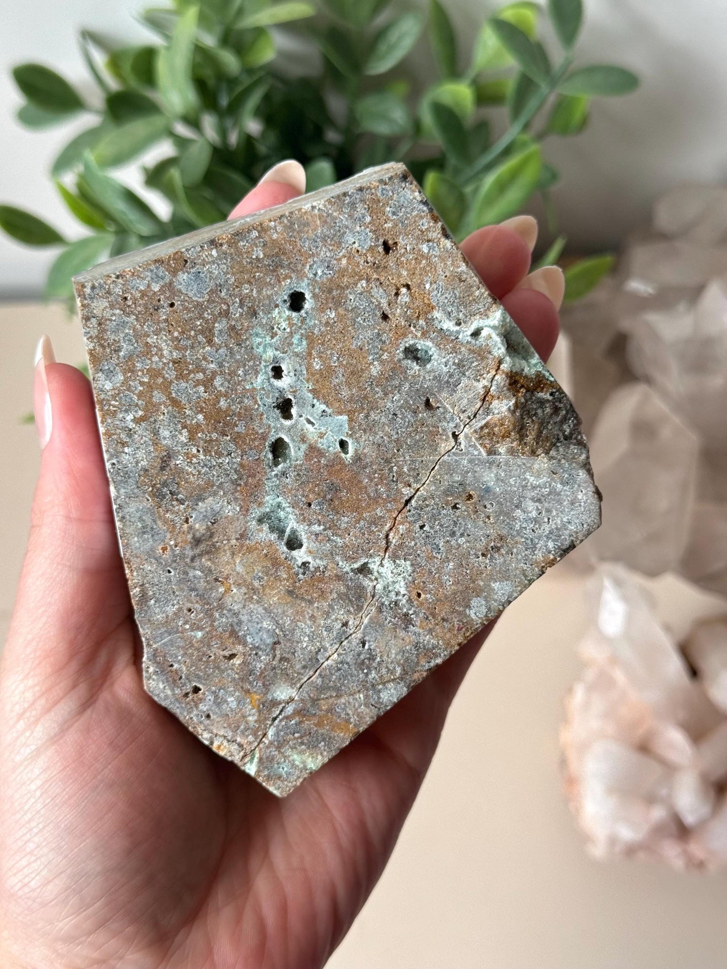 Beautiful Chrysocolla on Druzy Quartz Specimen from Dominican Republic of Congo | Drusy Chrysocolla Quartz