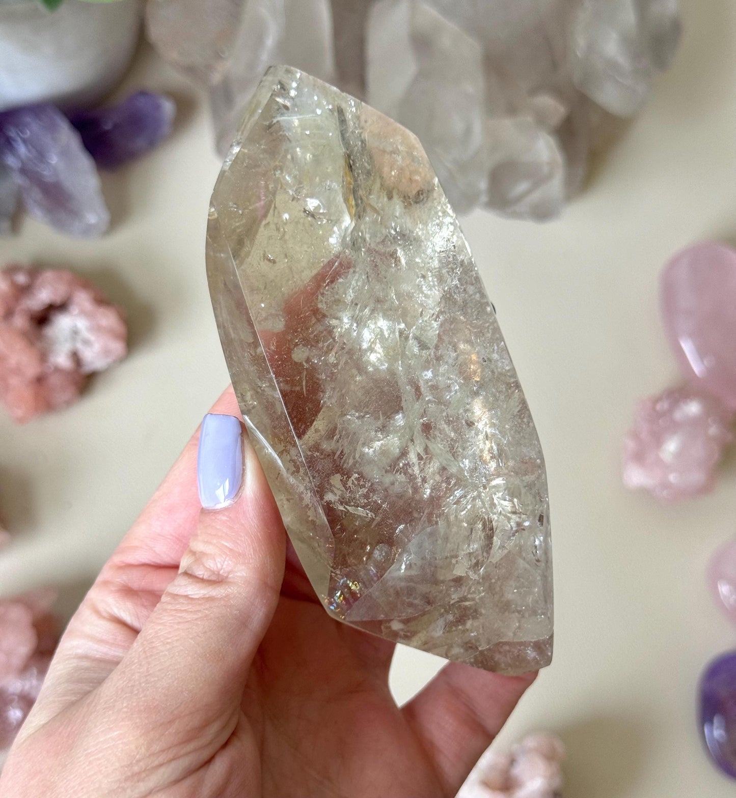 Gorgeous Rainbow Smoky Quartz Freeform | Polished Smoky Quartz Carving