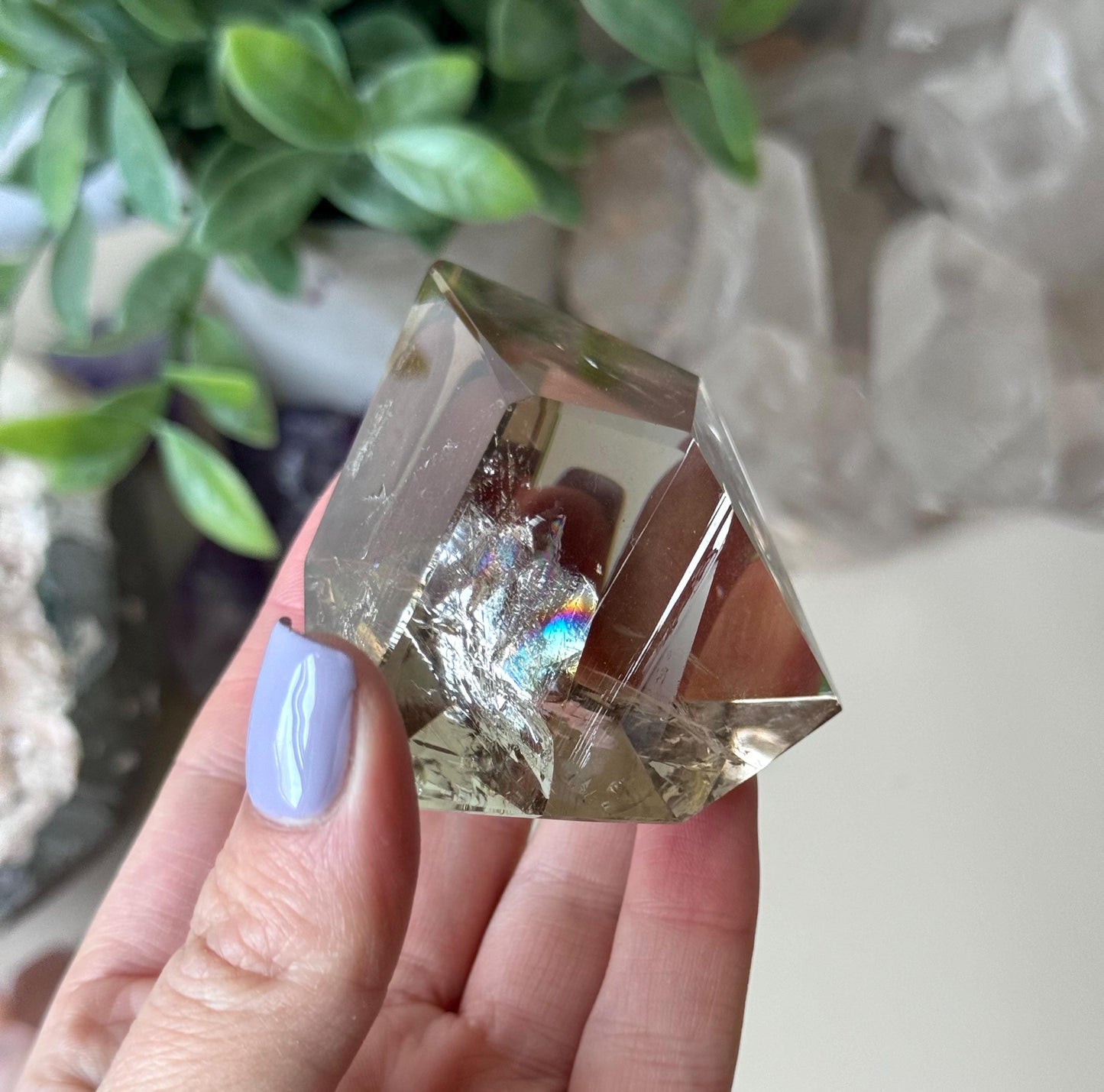 Beautiful Smoky Quartz Freeform with Rainbow | Polished Smokey Quartz Carving