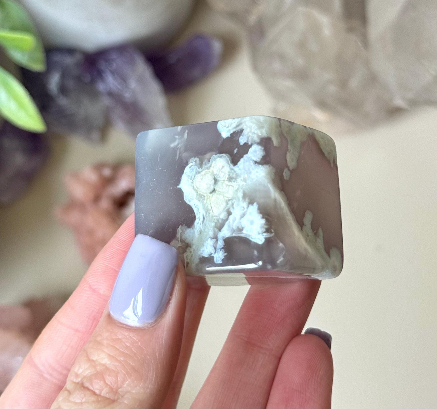 Beautiful Flower Agate Cube | Blue Flower Agate Block