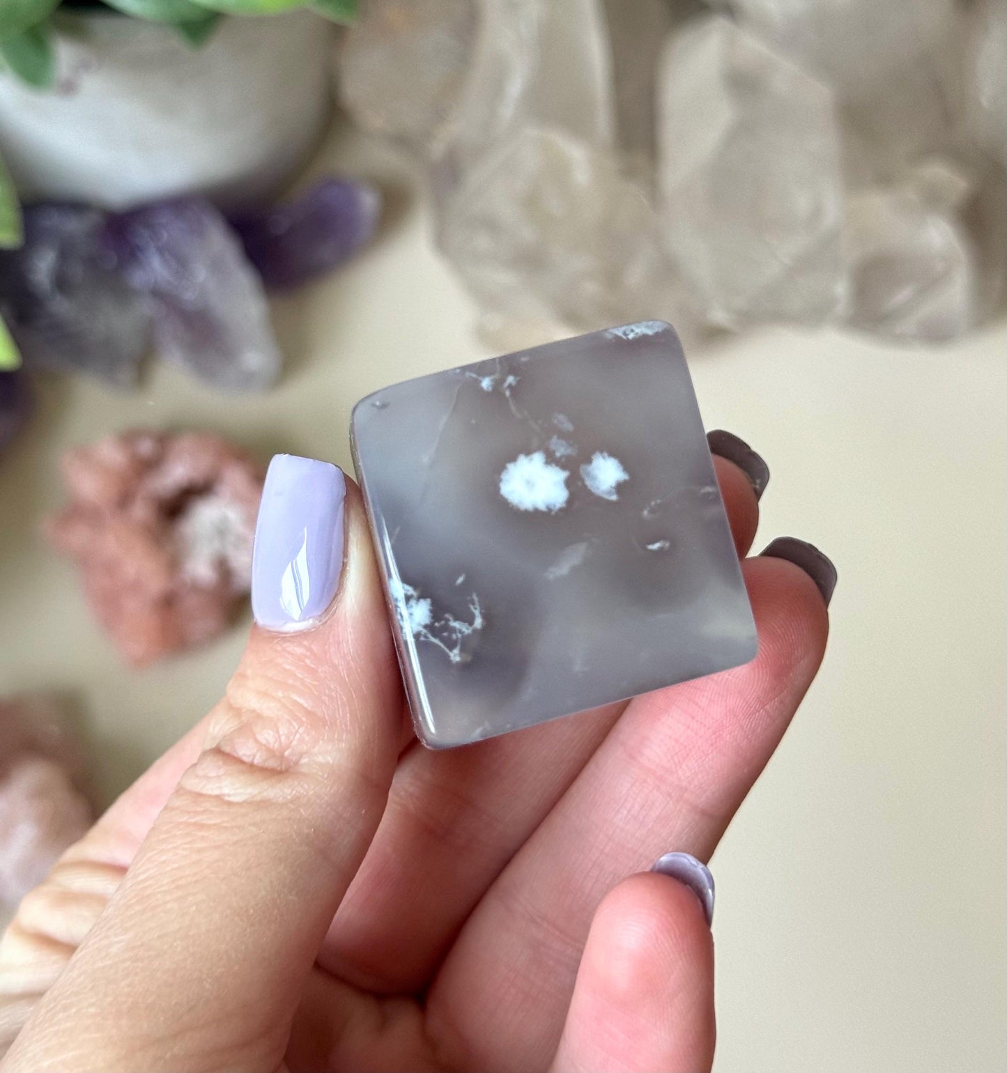 Beautiful Flower Agate Cube | Blue Flower Agate Block