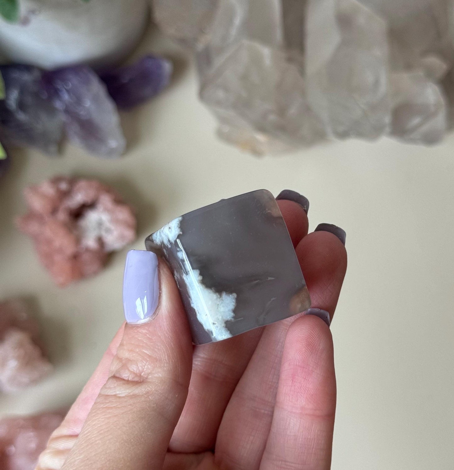 Beautiful Flower Agate Cube | Blue Flower Agate Block