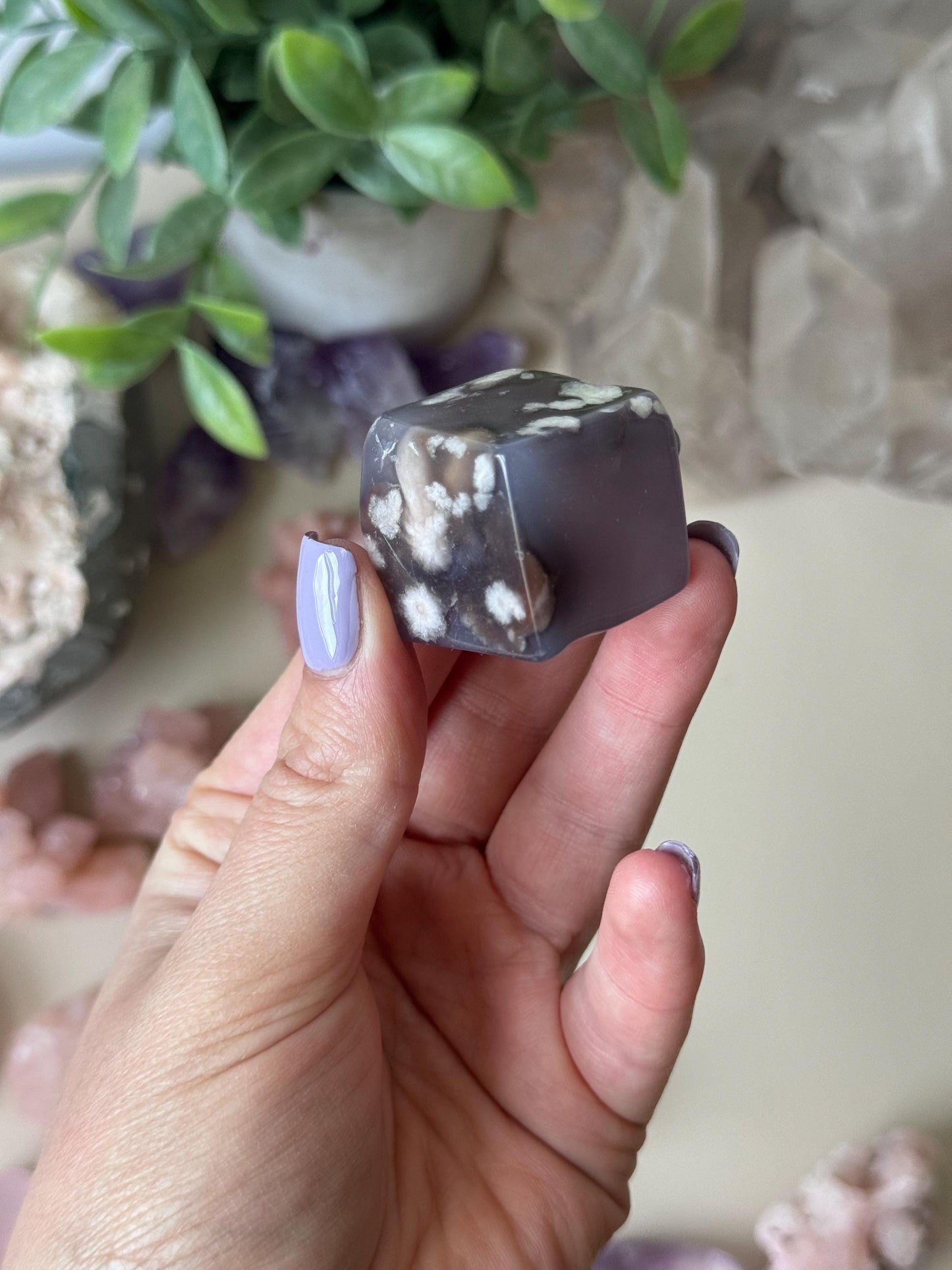 Beautiful Flower Agate Cube | Blue Flower Agate Block