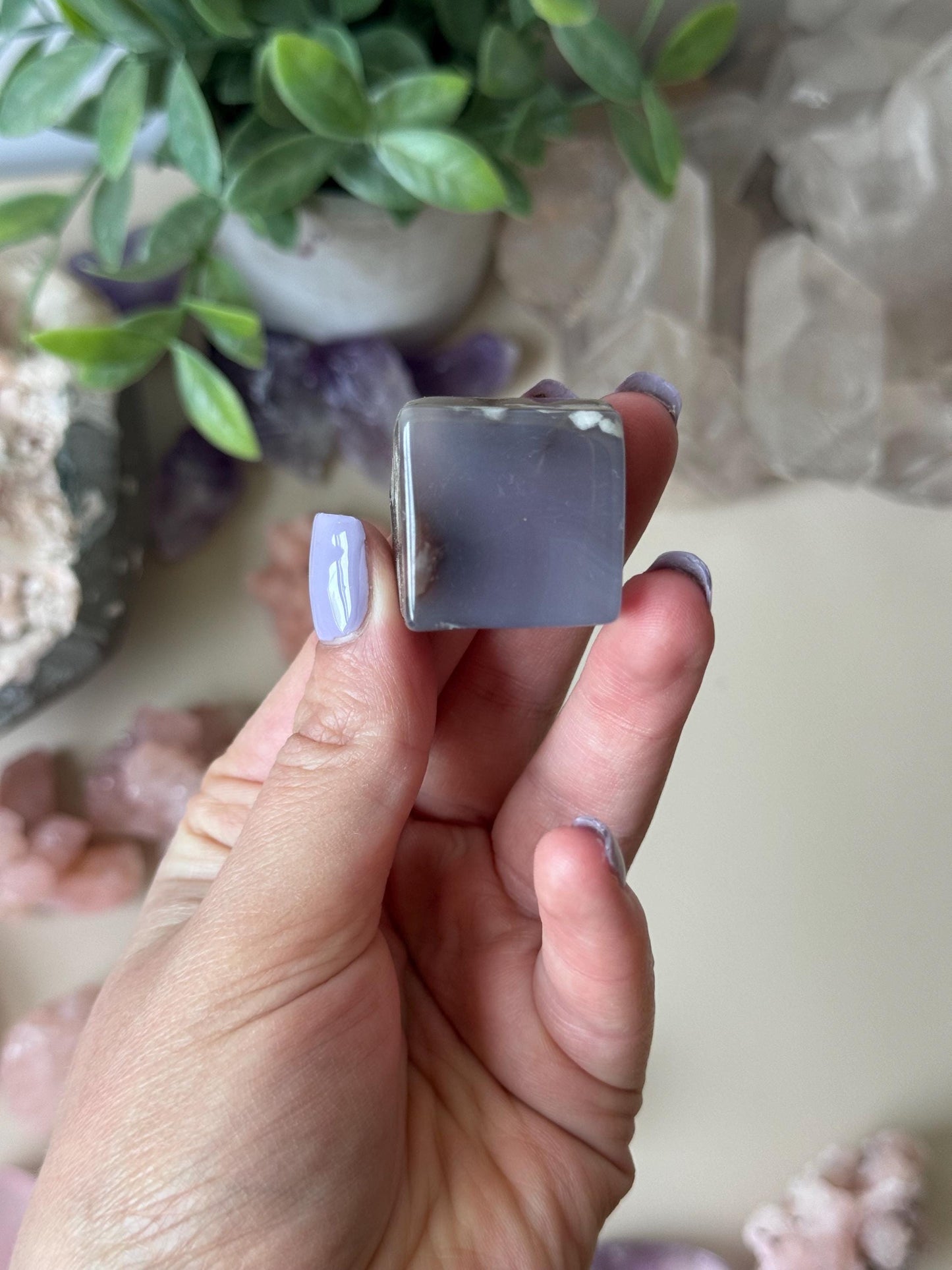 Beautiful Flower Agate Cube | Blue Flower Agate Block