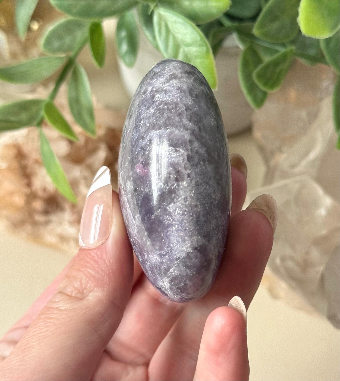 Beautiful Lepidolite Palm Stone from Madagascar | Lepidolite Worry Stone